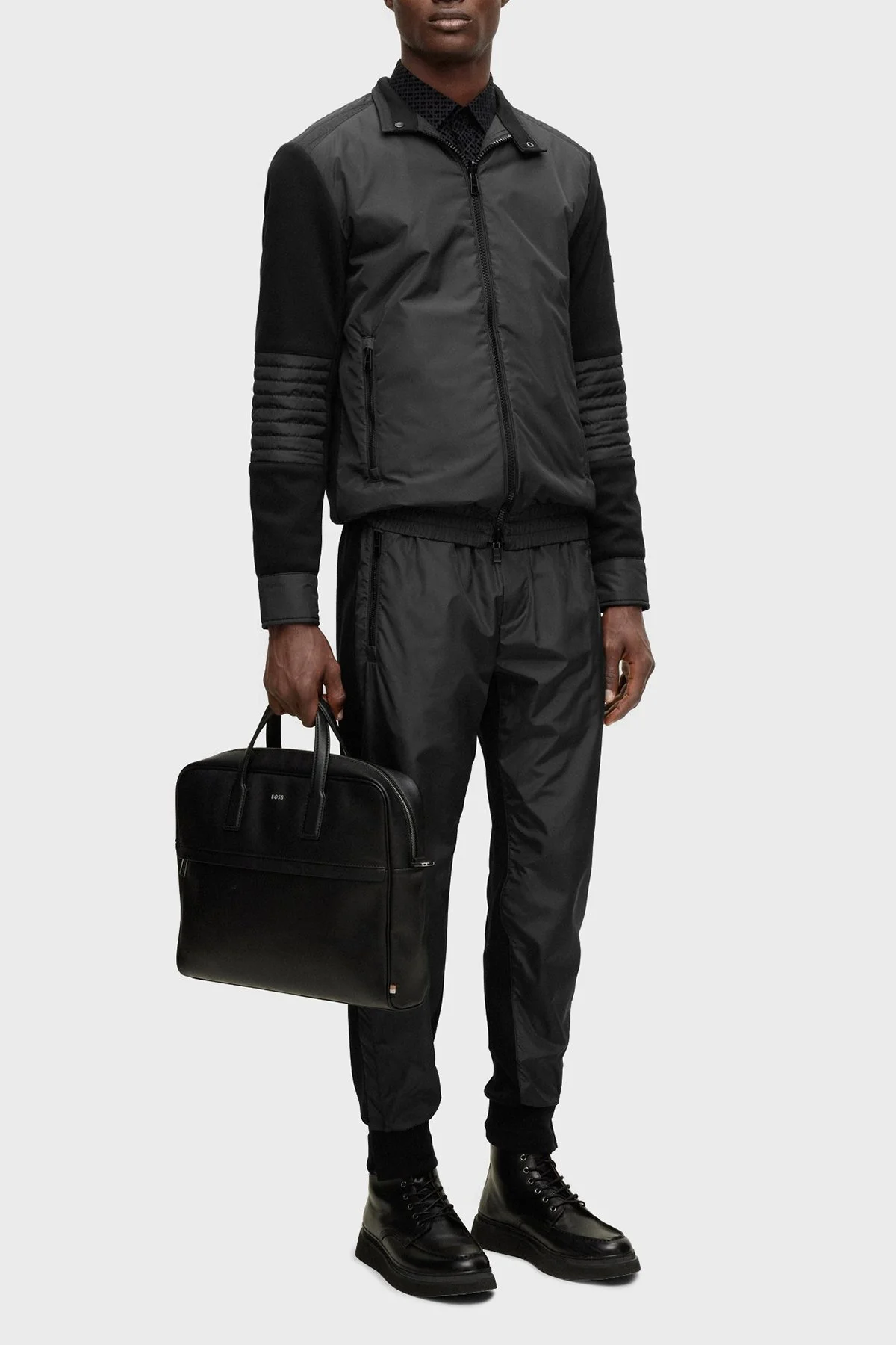 Boss Logolu Çift Taraflı Dik Yaka Fermuarlı Regular Fit Erkek Ceket 50481756 001 SİYAH - 2