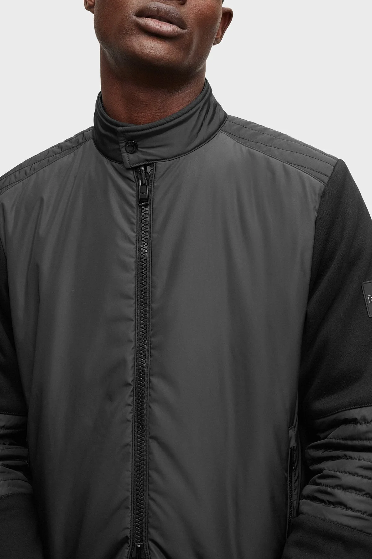 Boss Logolu Çift Taraflı Dik Yaka Fermuarlı Regular Fit Erkek Ceket 50481756 001 SİYAH - 4