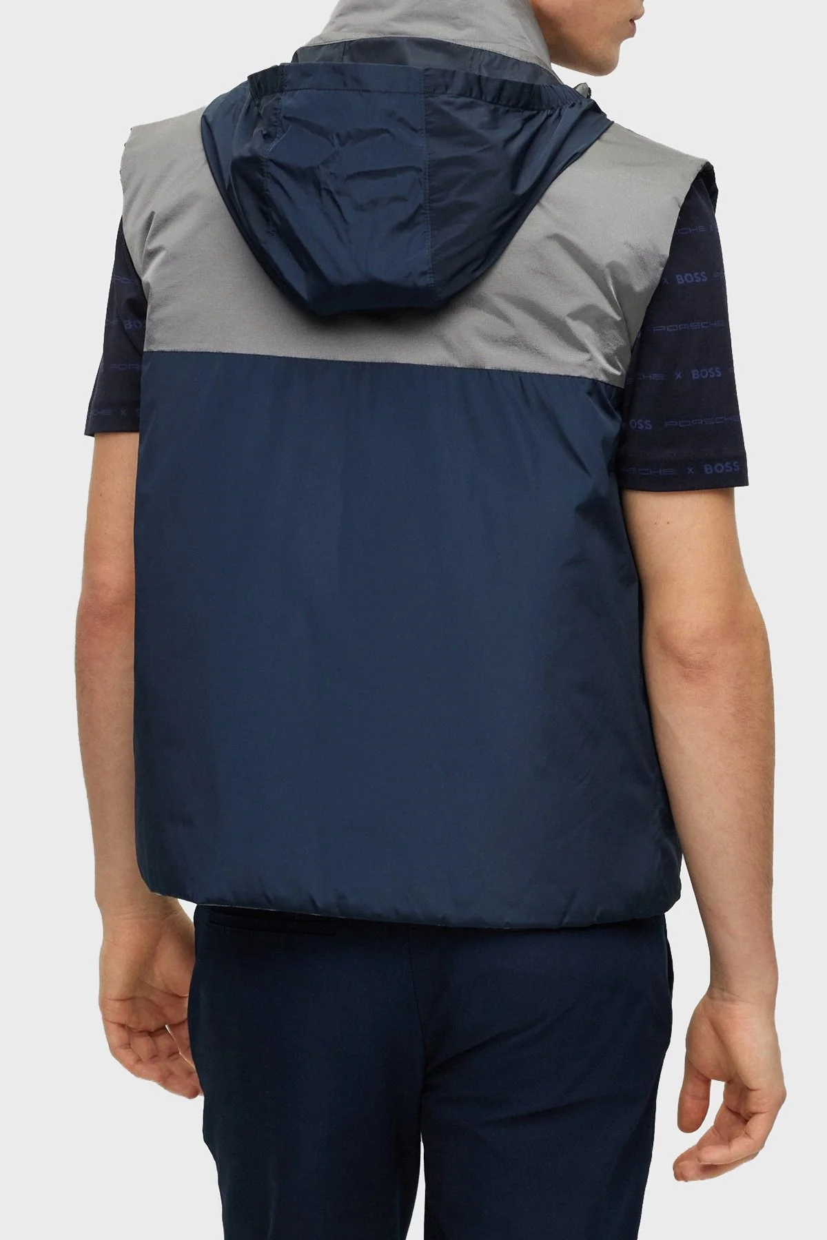 Boss Logolu Çift Taraflı Regular Fit Fermuarlı Dik Yaka Erkek Yelek 50490451 404 LACİVERT - 3