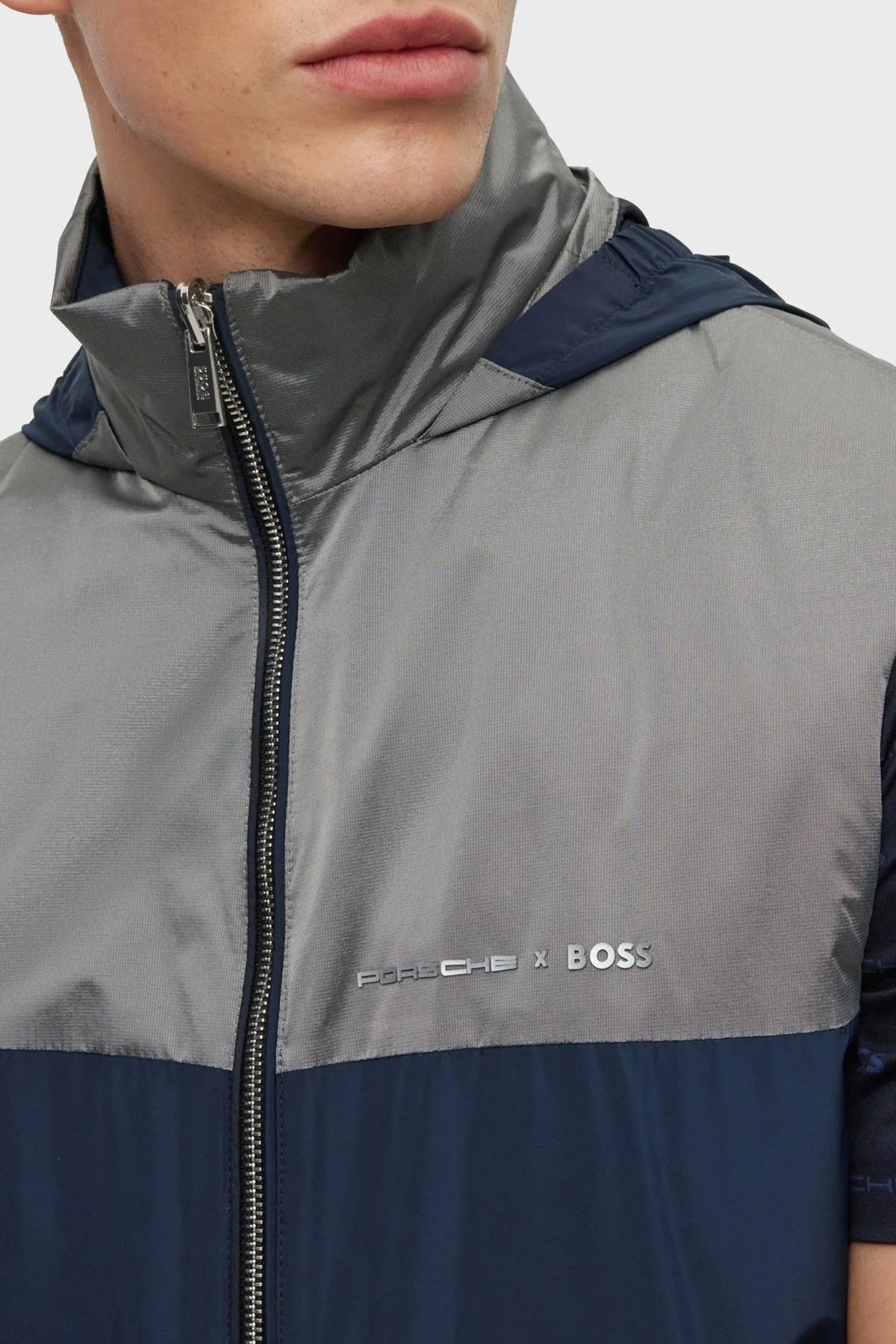 Boss Logolu Çift Taraflı Regular Fit Fermuarlı Dik Yaka Erkek Yelek 50490451 404 LACİVERT - 4