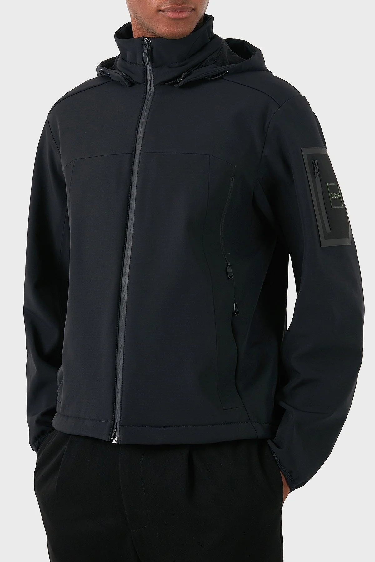 Boss Logolu Çıkarılabilir Kapüşonlu Erkek Mont 50515100 001 SİYAH - 2