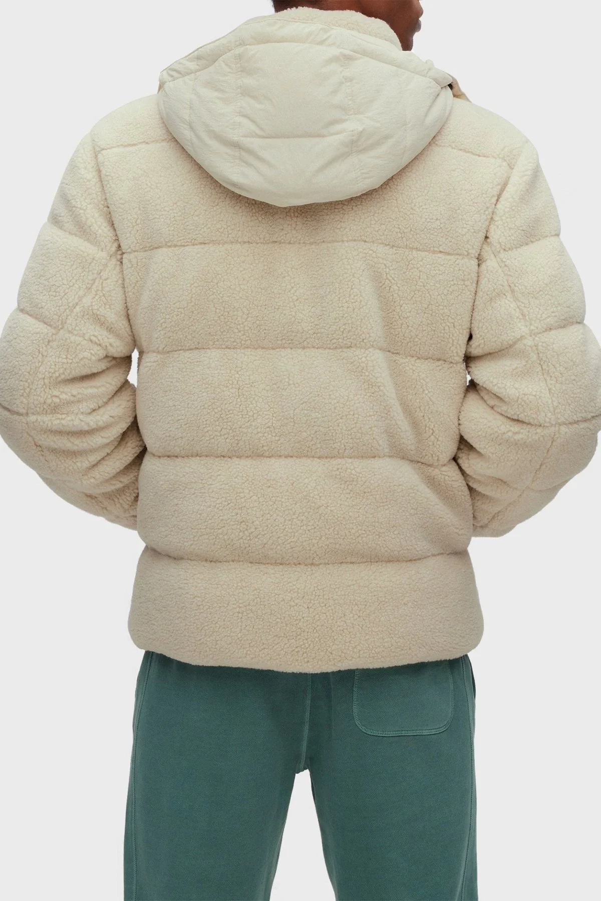 Boss Logolu Çıkarılabilir Kapüşonlu Sherpa Polardan Relaxed Fit Erkek Mont 50476615 131 BEJ - 3
