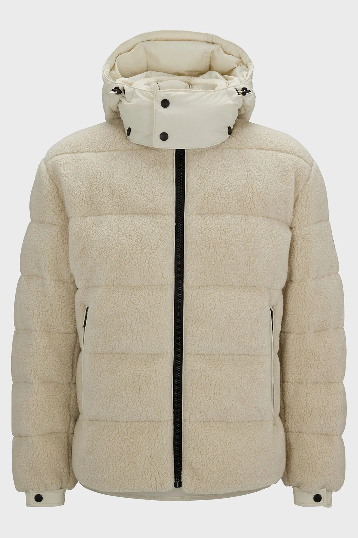 Boss Logolu Çıkarılabilir Kapüşonlu Sherpa Polardan Relaxed Fit Erkek Mont 50476615 131 BEJ - 6