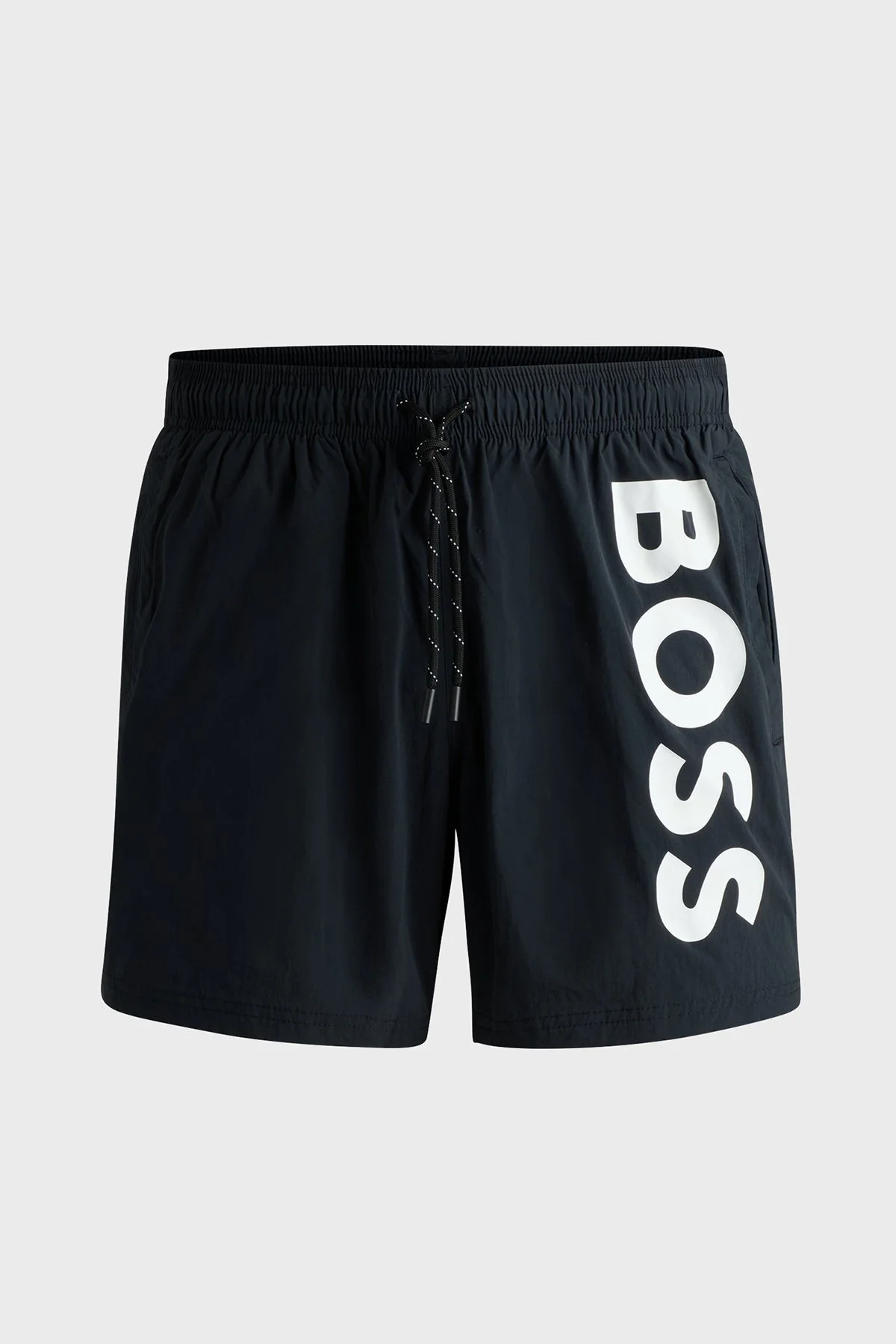 Boss Logolu Deniz Şortu Belden Bağlamalı Çabuk Kuruyan Cepli Erkek Mayo Short 50514502 001 SİYAH - 3