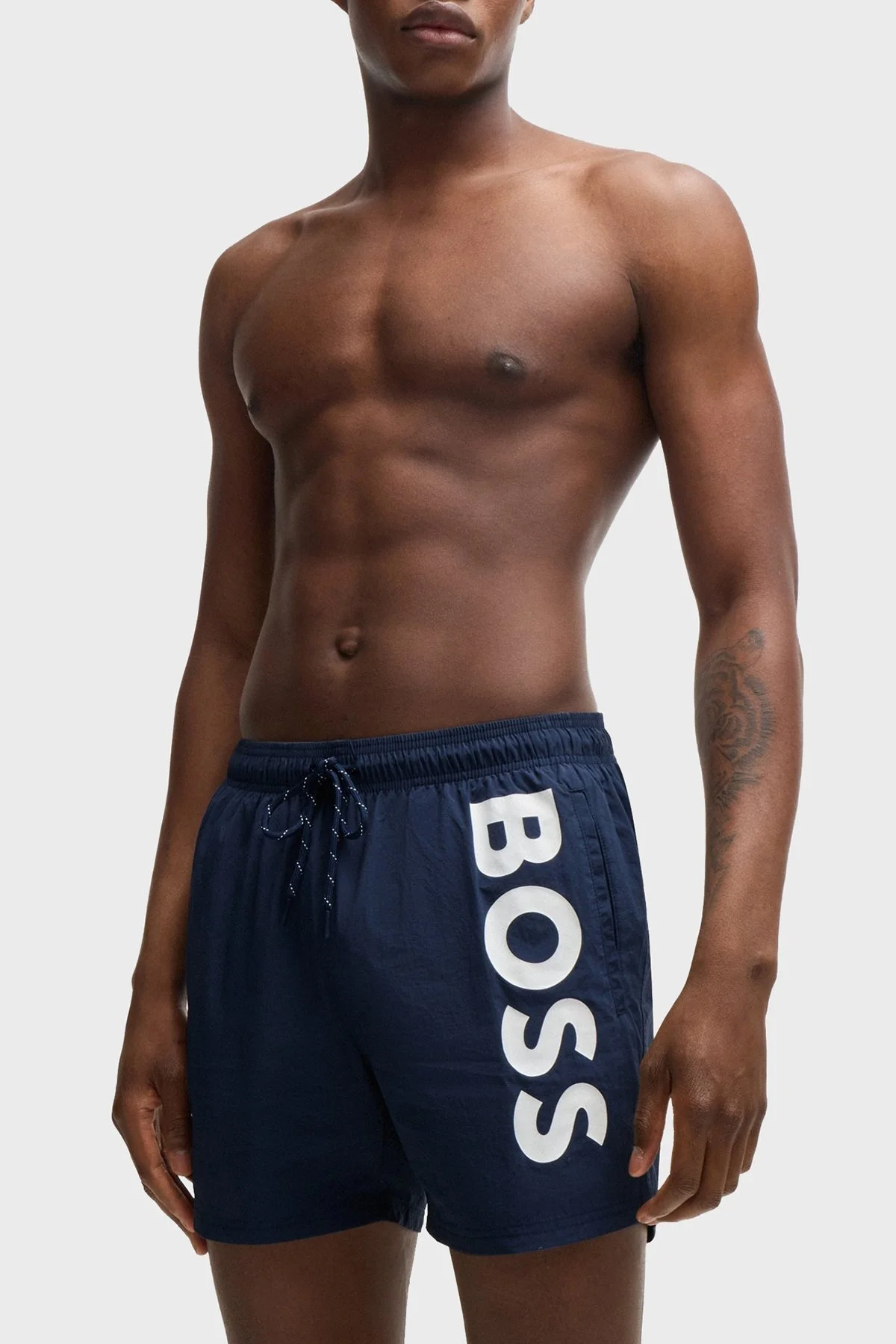 Boss Logolu Deniz Şortu Belden Bağlamalı Çabuk Kuruyan Cepli Erkek Mayo Short 50514502 413 LACİVERT - 1