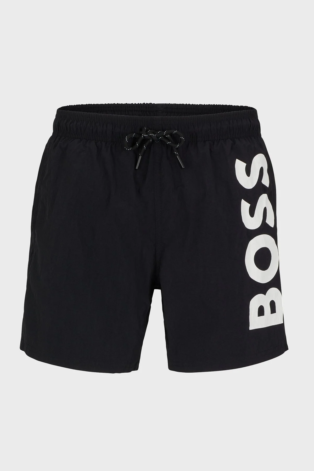 Boss Logolu Deniz Şortu Belden Bağlamalı Cepli Erkek Mayo Short 50469602 007 SİYAH-BEYAZ - 4