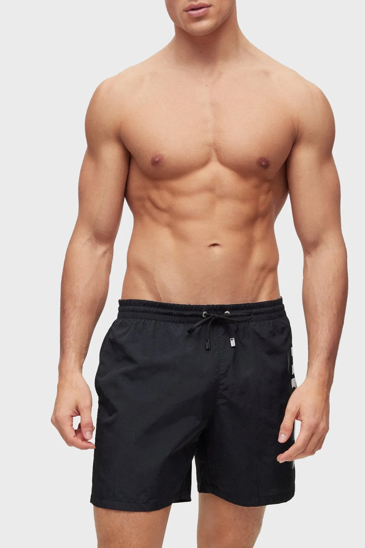Boss Logolu Deniz Şortu Belden Bağlamalı Cepli Erkek Mayo Short 50491579 001 SİYAH - 1