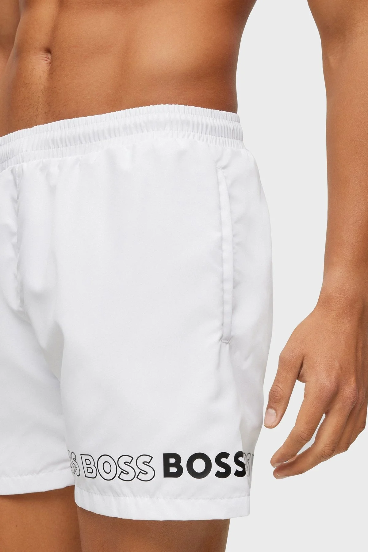 Boss Logolu Deniz Şortu Cepli Erkek Mayo Short 50469300 100 BEYAZ - 2