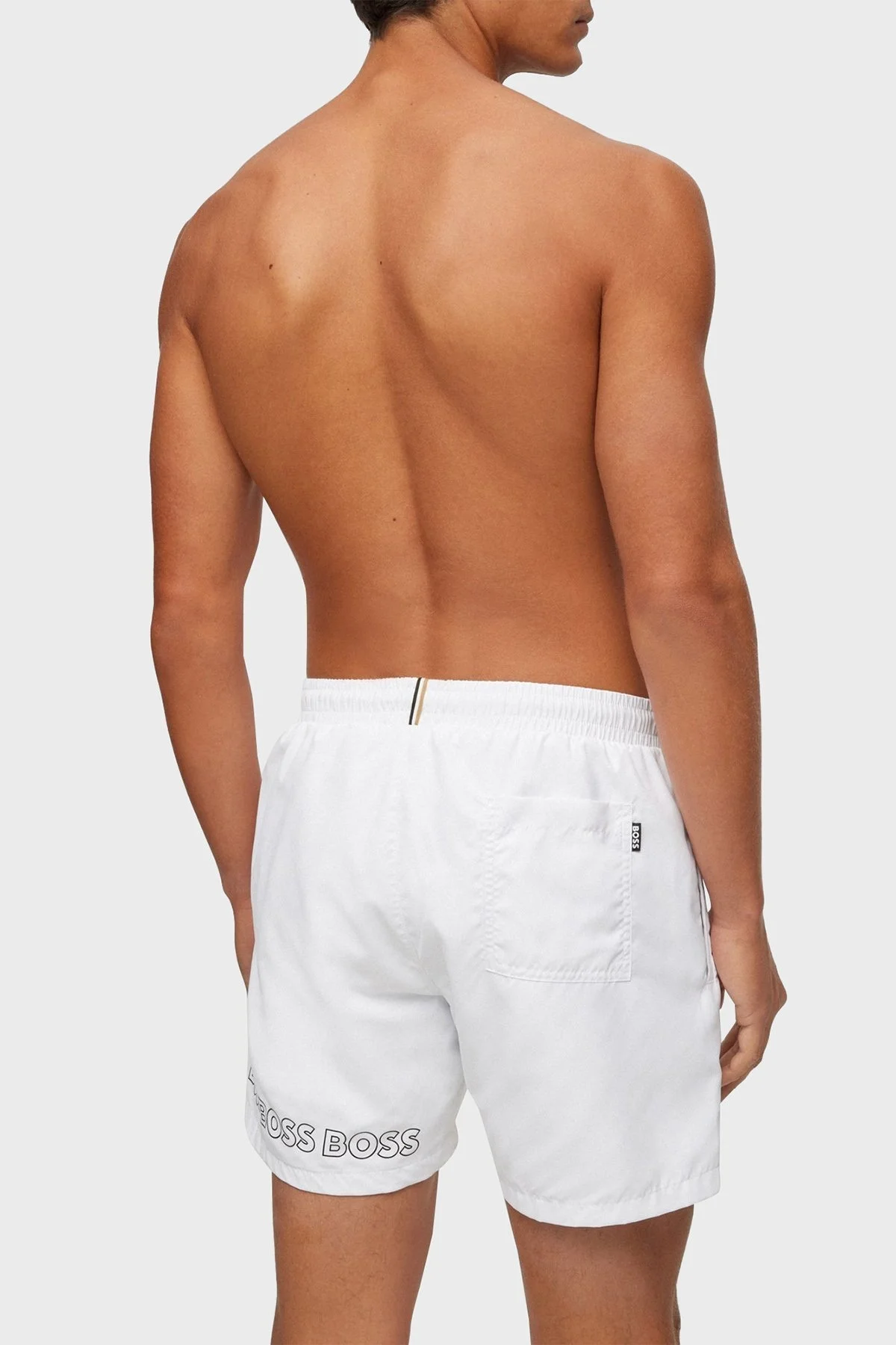 Boss Logolu Deniz Şortu Cepli Erkek Mayo Short 50469300 100 BEYAZ - 3