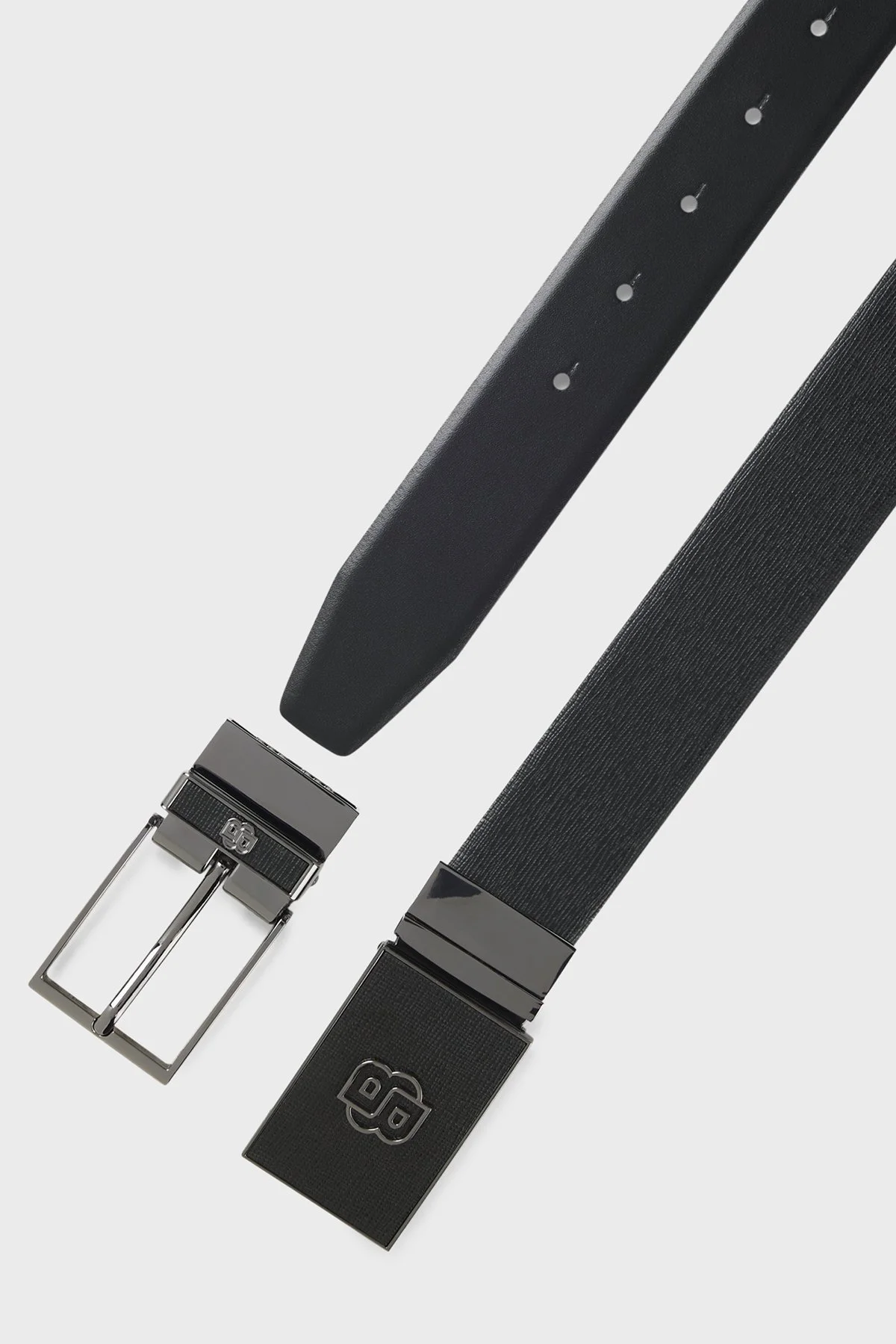 Boss Logolu Deri Çift Tokalı Erkek Kemer 50558761 001 SİYAH - 2