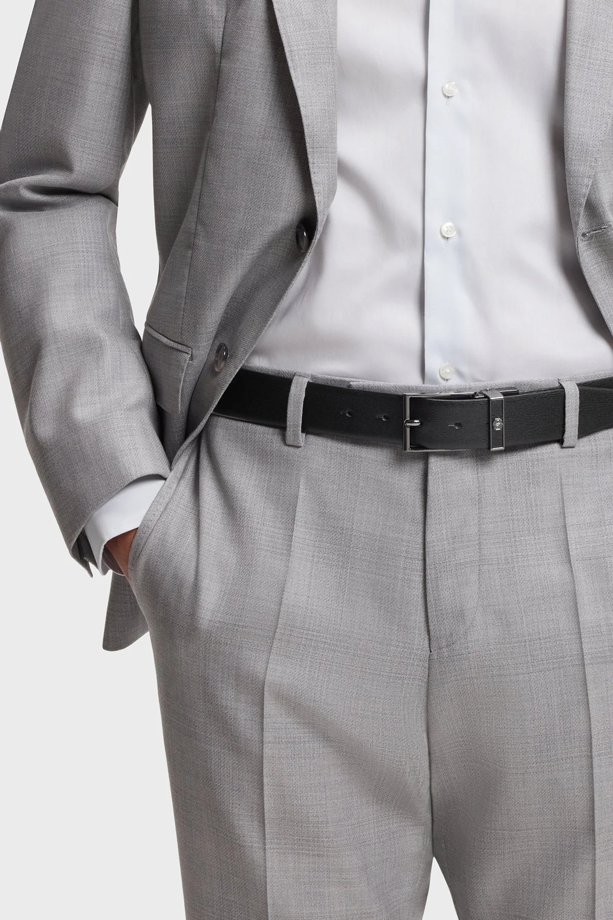 Boss Logolu Deri Çift Tokalı Erkek Kemer 50558761 001 SİYAH - 3