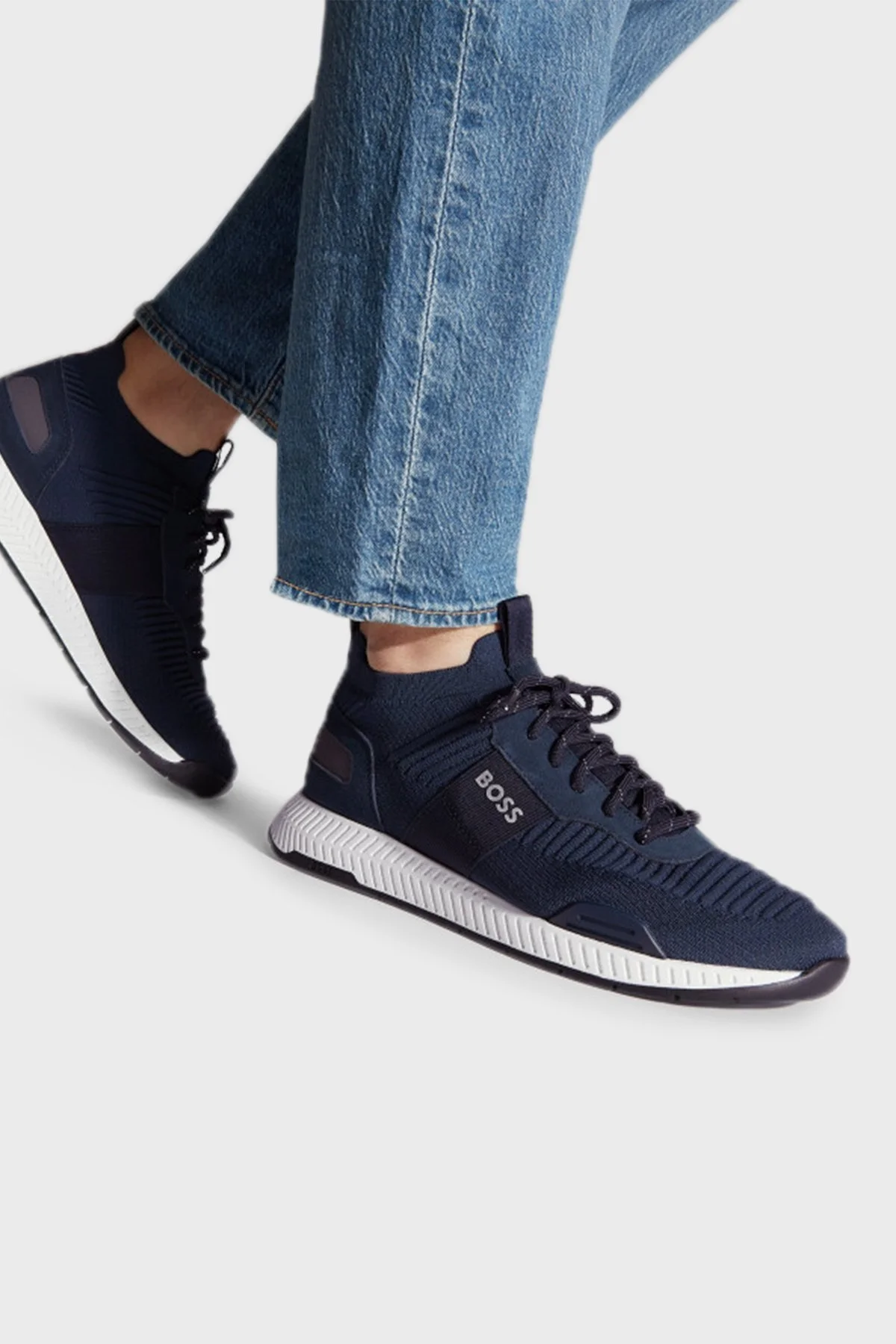 Boss Logolu Deri Sneaker Ayakkabı Erkek Ayakkabı 50470596 401 LACİVERT - 2