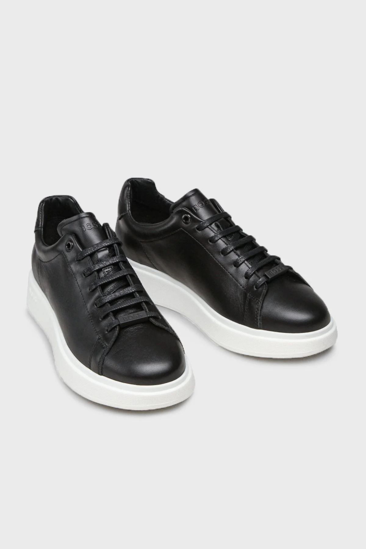 Boss Logolu Deri Sneaker Ayakkabı Erkek Ayakkabı 50470938 001 SİYAH - 4