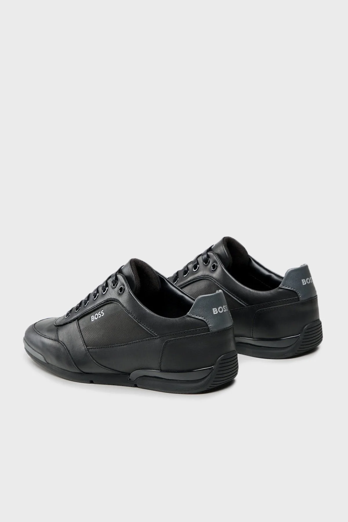 Boss Logolu Deri Sneaker Erkek Ayakkabı 50485624 001 SİYAH - 3
