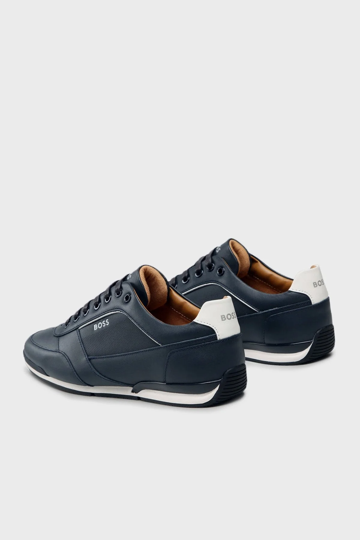 Boss Logolu Deri Sneaker Erkek Ayakkabı 50485624 401 LACİVERT - 3