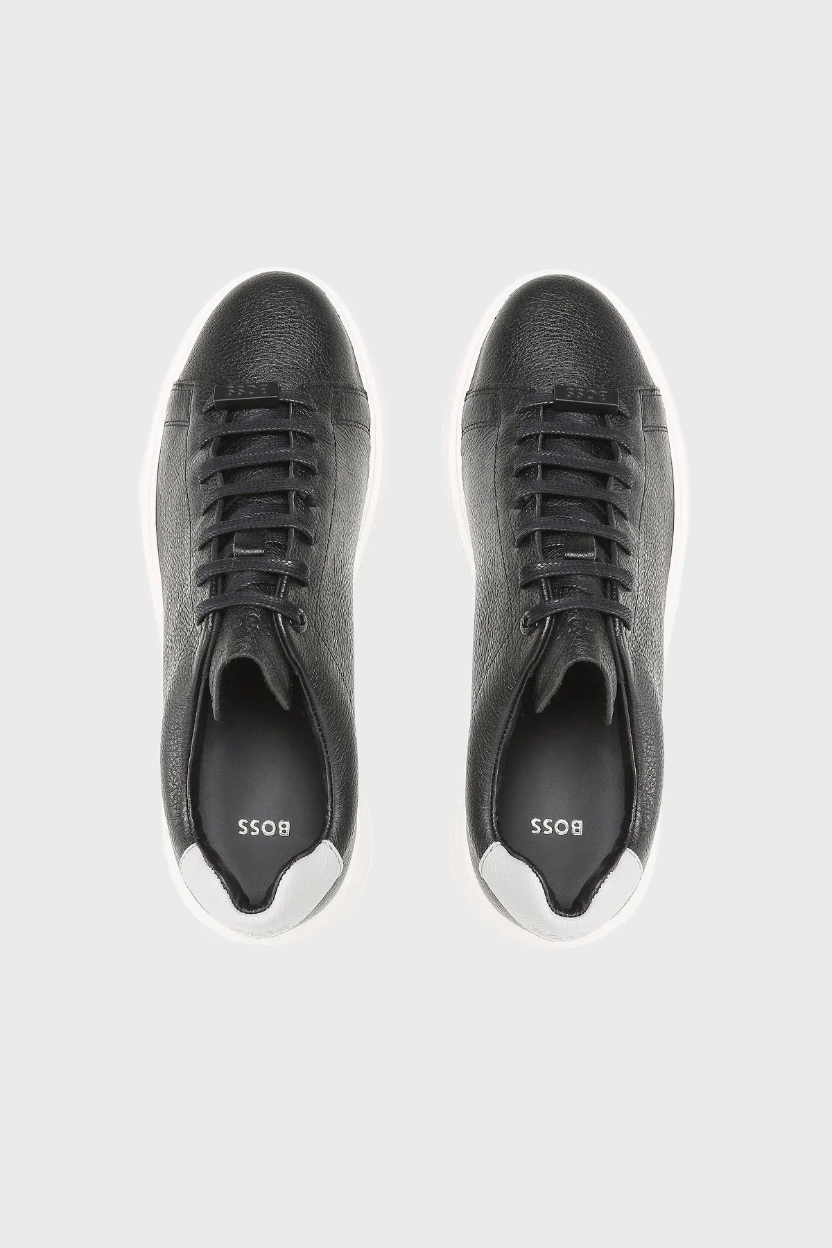 Boss Logolu Deri Sneaker Erkek Ayakkabı 50487262 001 SİYAH - 4