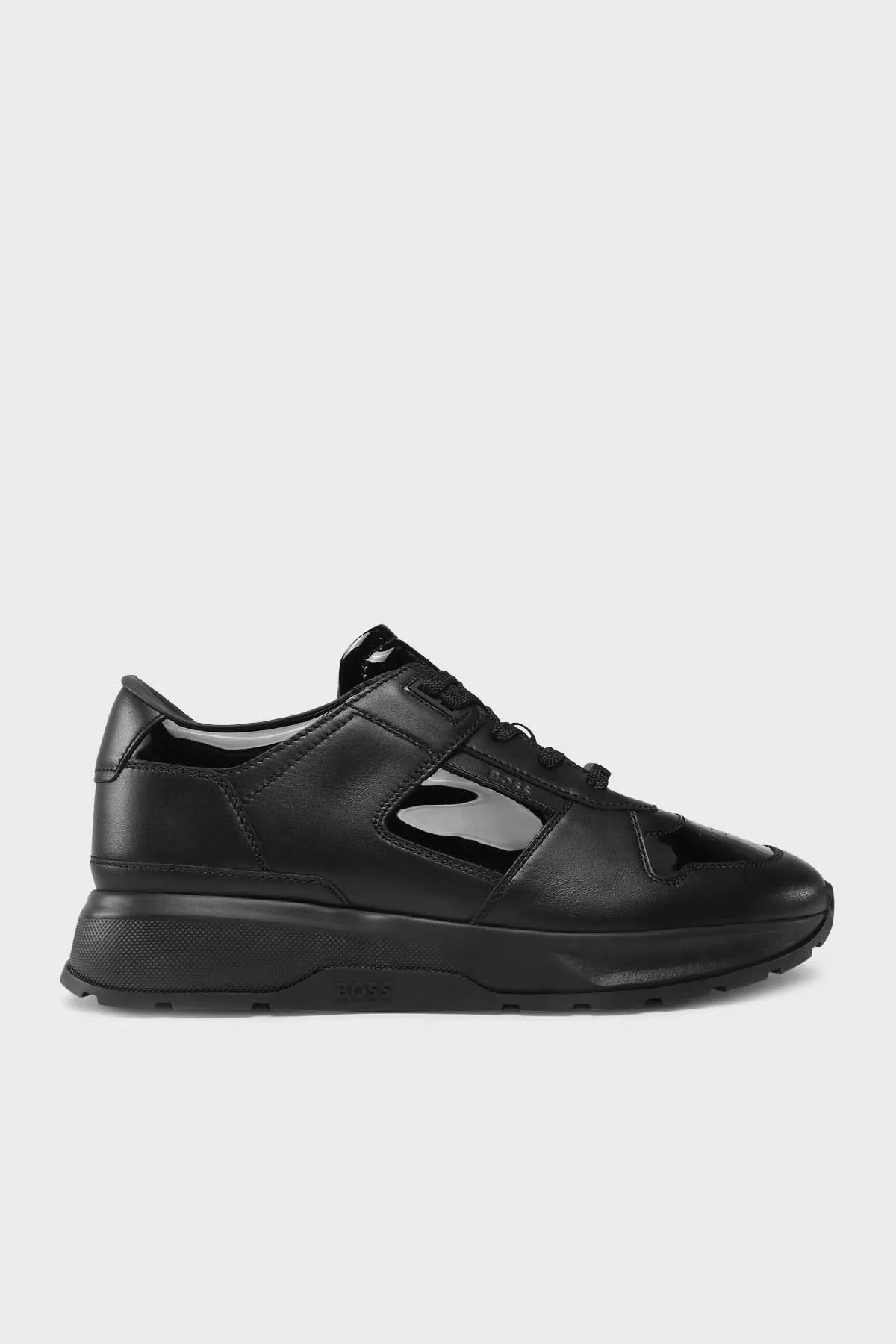 Boss Logolu Deri Sneaker Erkek Ayakkabı 50500510 001 SİYAH - 1