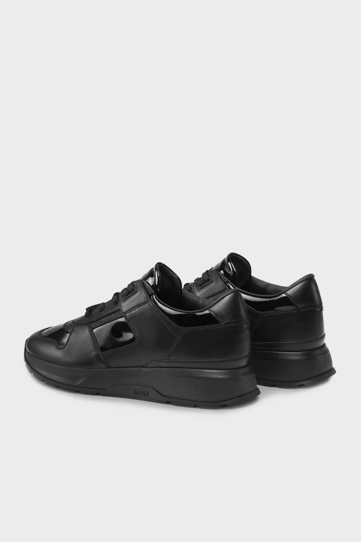 Boss Logolu Deri Sneaker Erkek Ayakkabı 50500510 001 SİYAH - 3
