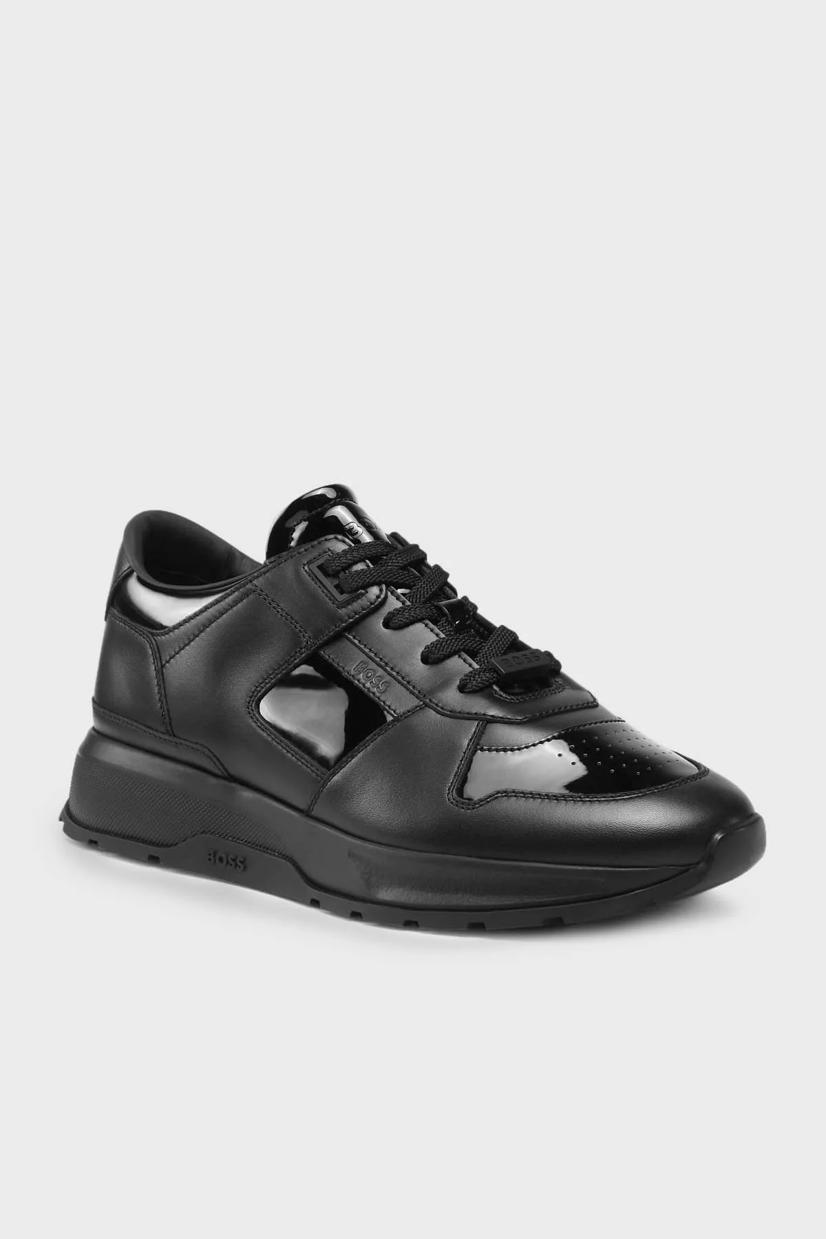 Boss Logolu Deri Sneaker Erkek Ayakkabı 50500510 001 SİYAH - 6