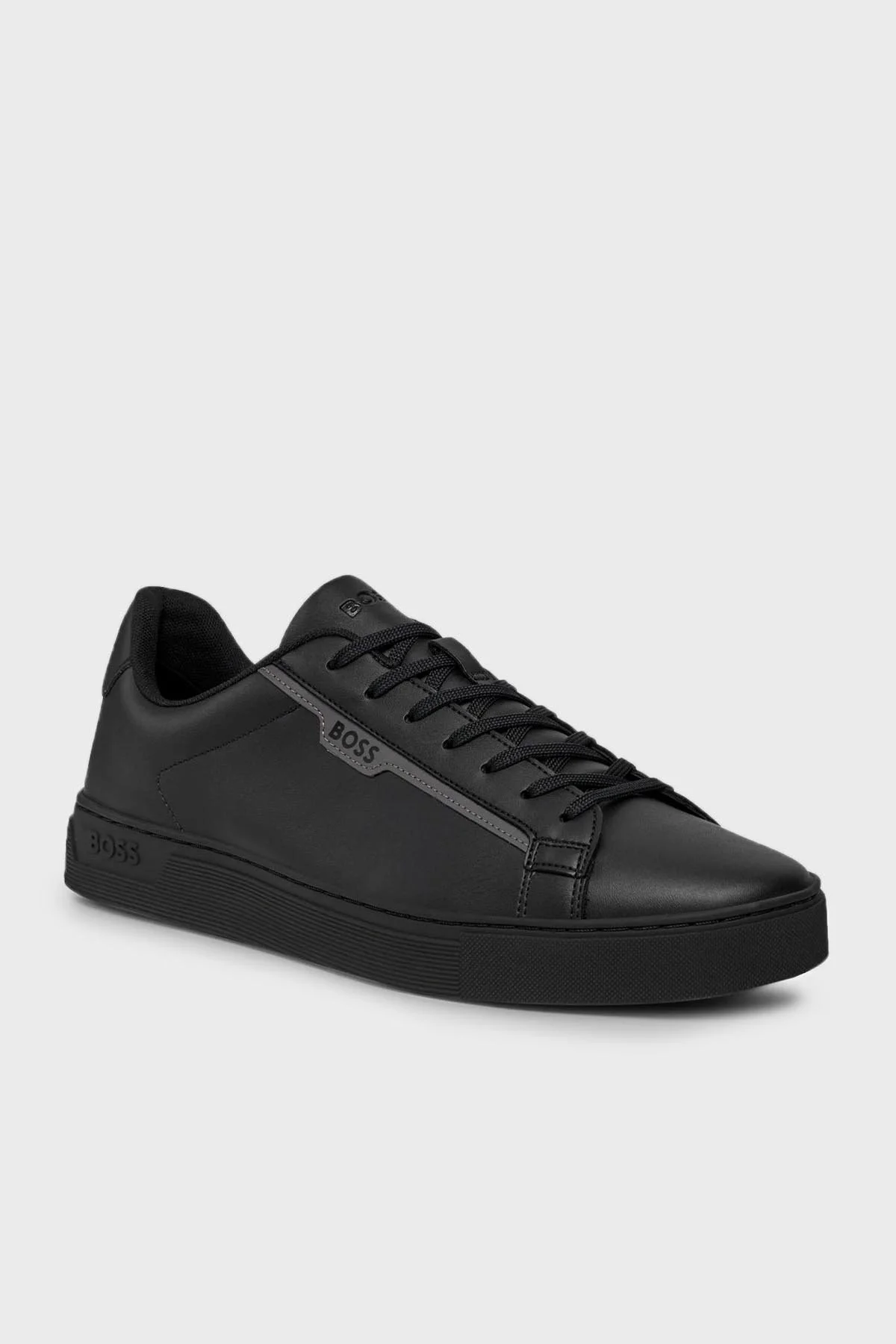 Boss Logolu Deri Sneaker Erkek Ayakkabı 50502869 005 SİYAH - 3