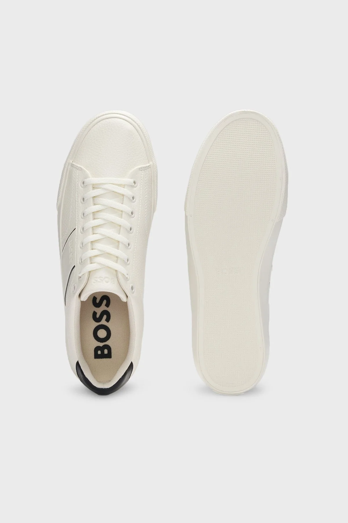 Boss Logolu Deri Sneaker Erkek Ayakkabı 50522833 101 BEYAZ - 4