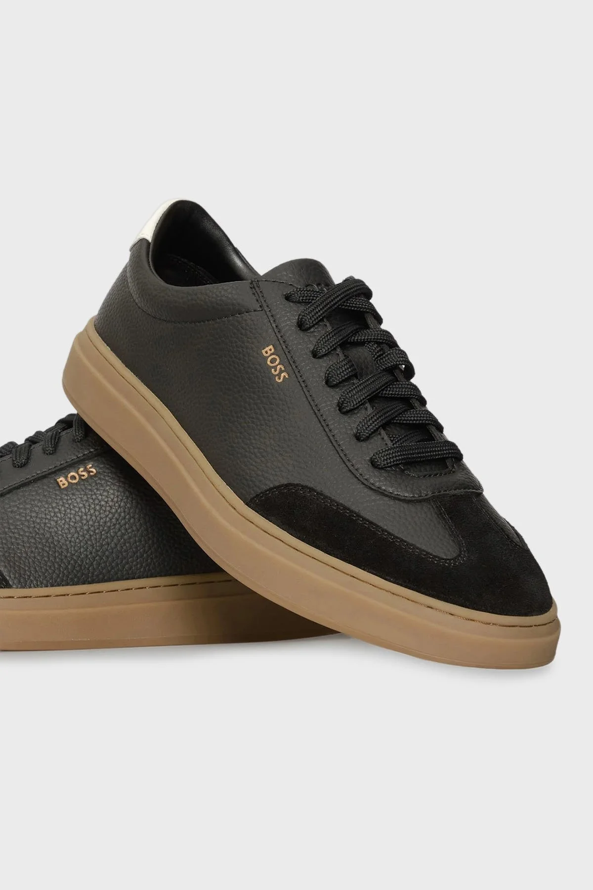 Boss Logolu Deri Süet Detaylı Sneaker Erkek Ayakkabı 50552852 012 SİYAH - 2