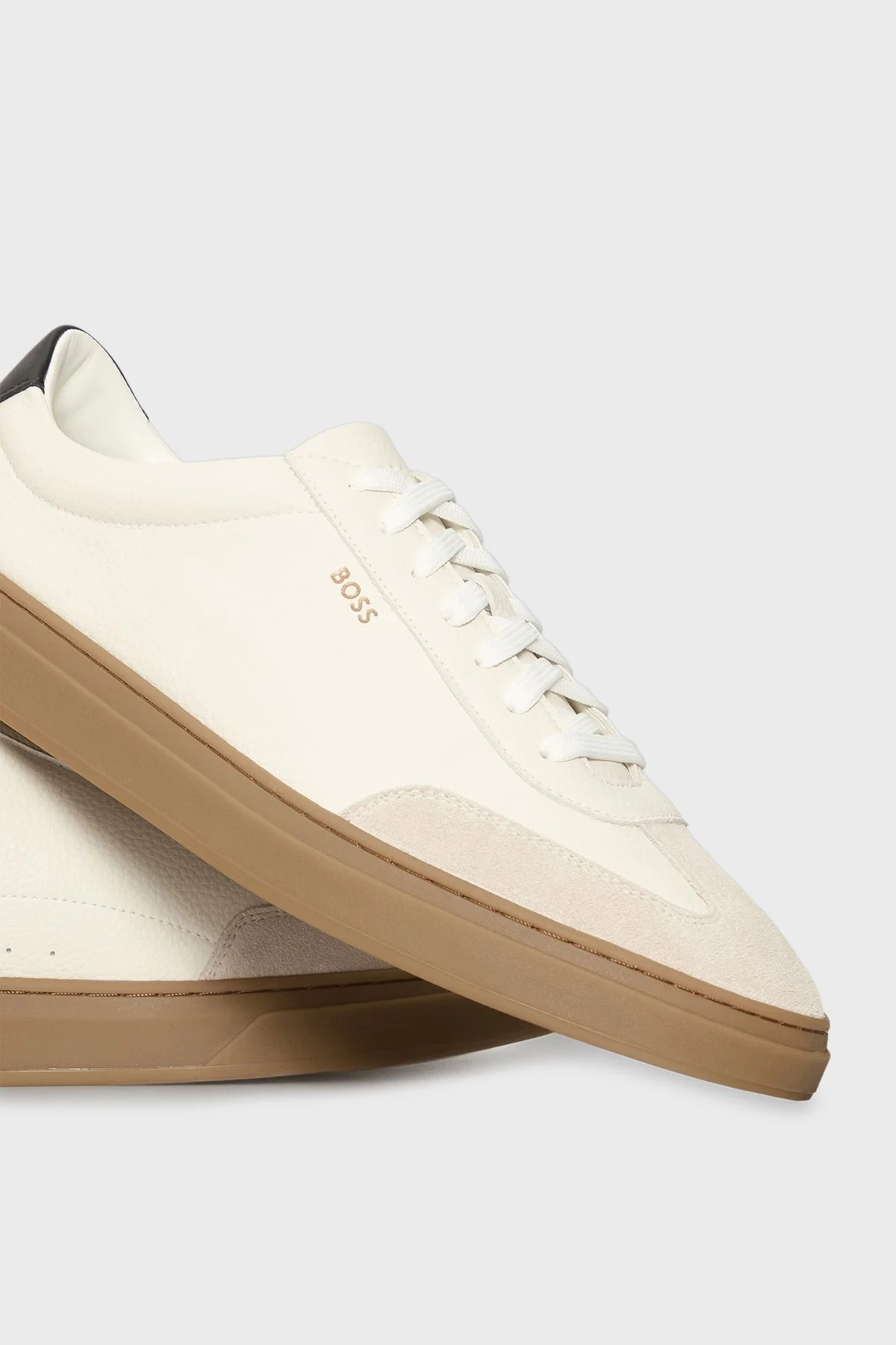 Boss Logolu Deri Süet Detaylı Sneaker Erkek Ayakkabı 50552852 122 BEYAZ - 3