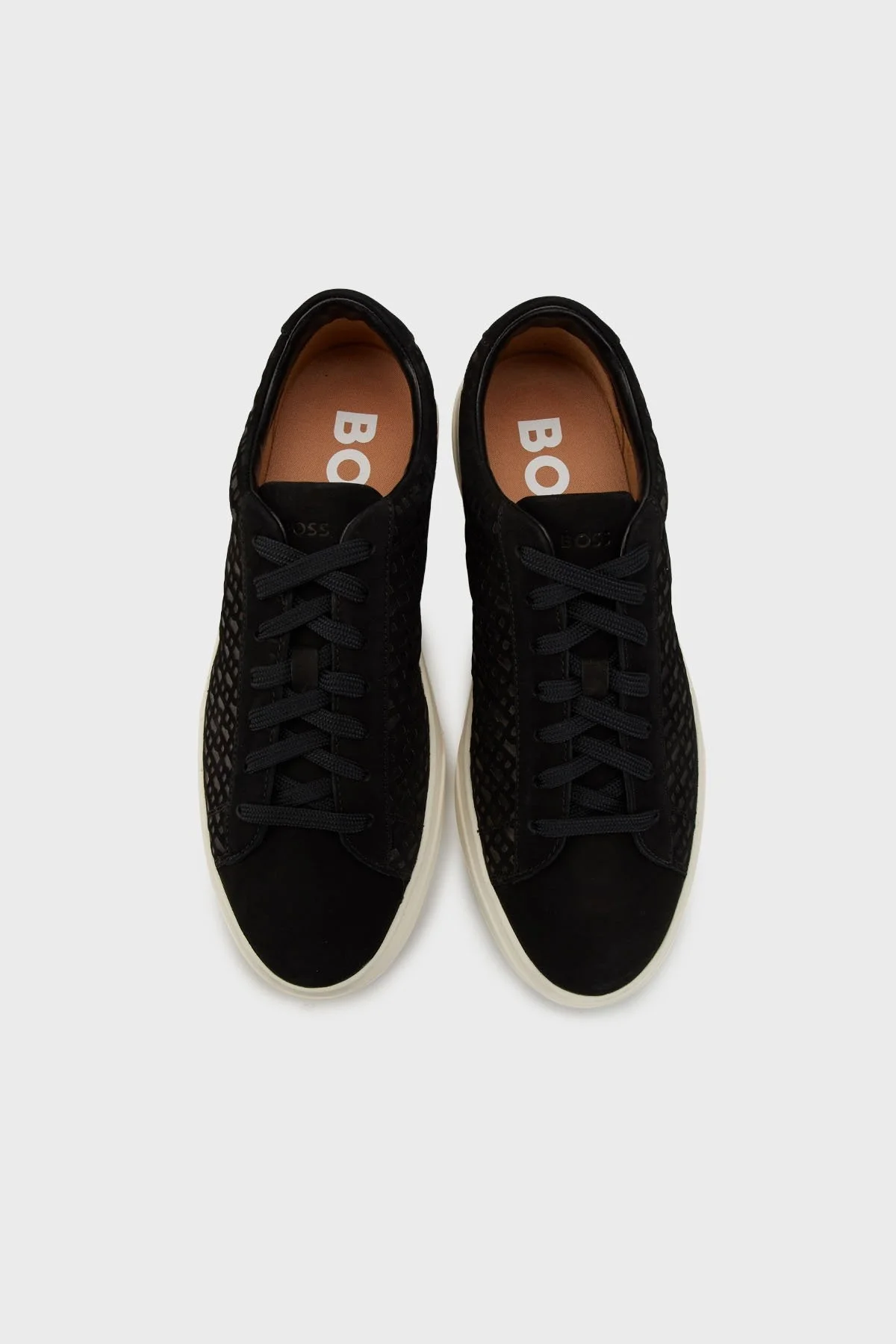 Boss Logolu Deri ve Süet Karışımlı Sneaker Erkek Ayakkabı 50542092 001 SİYAH - 4