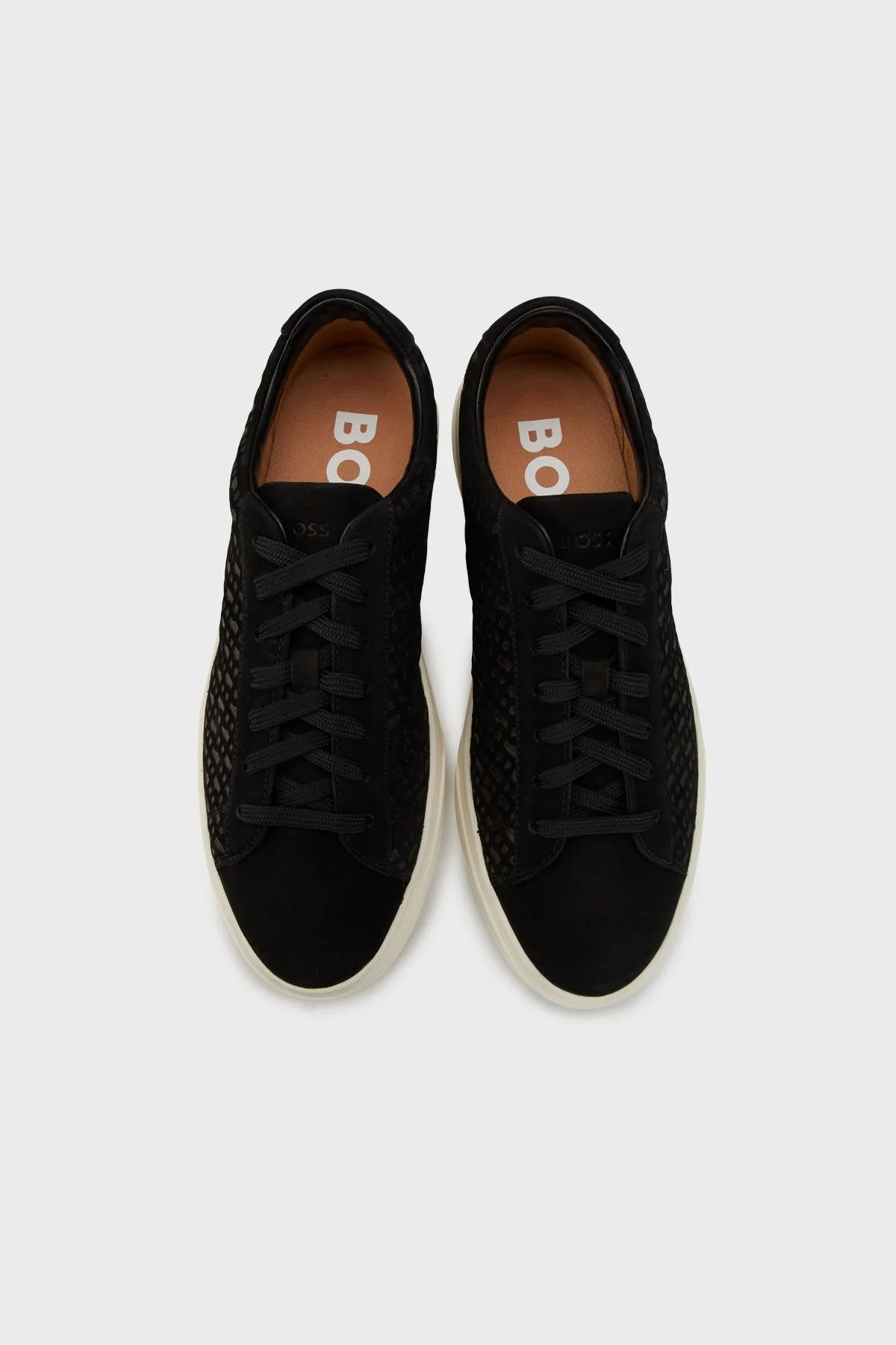 Boss Logolu Deri ve Süet Karışımlı Sneaker Erkek Ayakkabı 50542092 001 SİYAH - 4