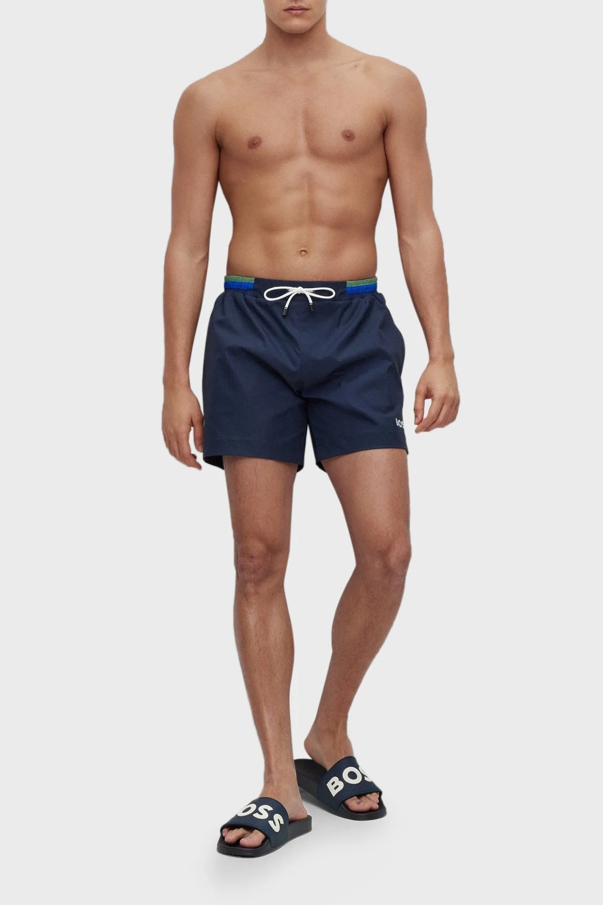 Boss Logolu Düz Erkek Terlik 50488911 405 LACİVERT - 2