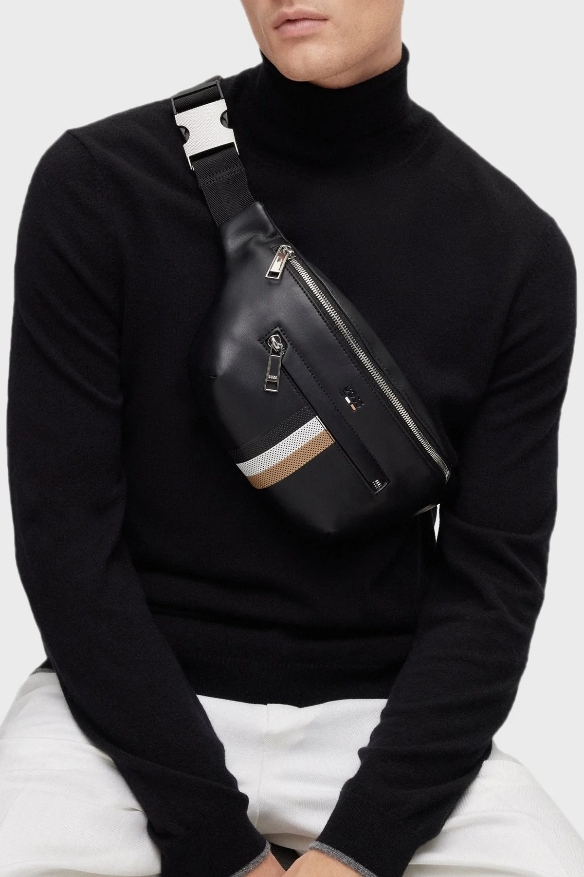 Boss Logolu Fermuarlı Erkek Bel Çantası 50492023 001 SİYAH - 2