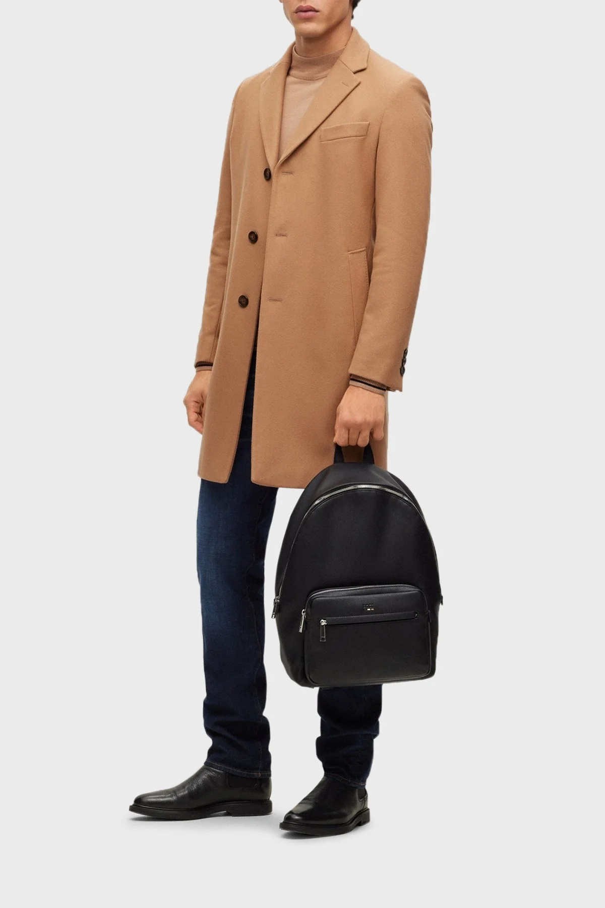 Boss Logolu Fermuarlı Erkek Sırt Çantası 50490864 001 SİYAH - 2