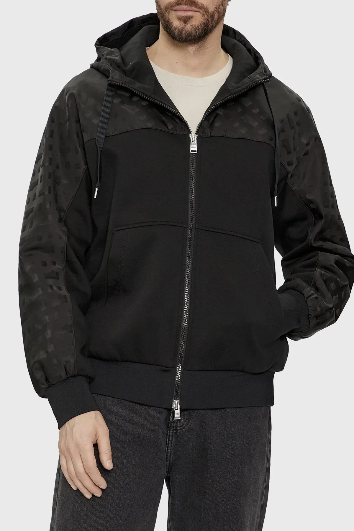Boss Logolu Fermuarlı Kapüşonlu Pamuk Karışımlı Regular Fit Erkek Sweat 50504672 001 SİYAH - 1