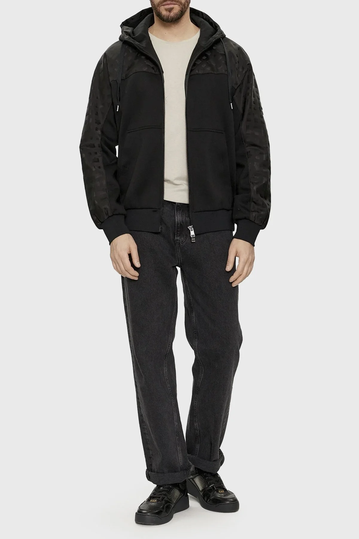 Boss Logolu Fermuarlı Kapüşonlu Pamuk Karışımlı Regular Fit Erkek Sweat 50504672 001 SİYAH - 2