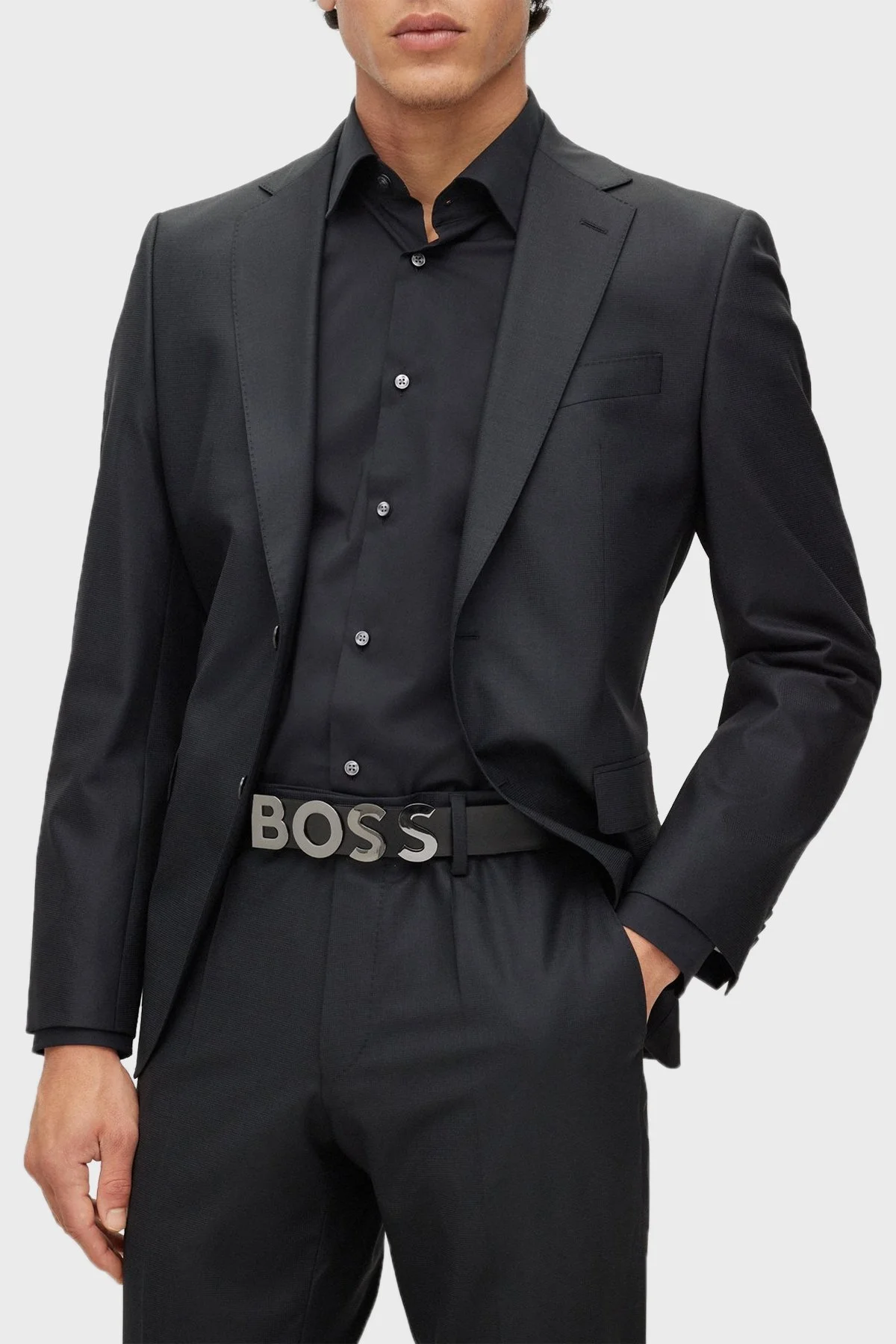 Boss Logolu Hakiki Deri Erkek Kemer 50471128 001 SİYAH - 2