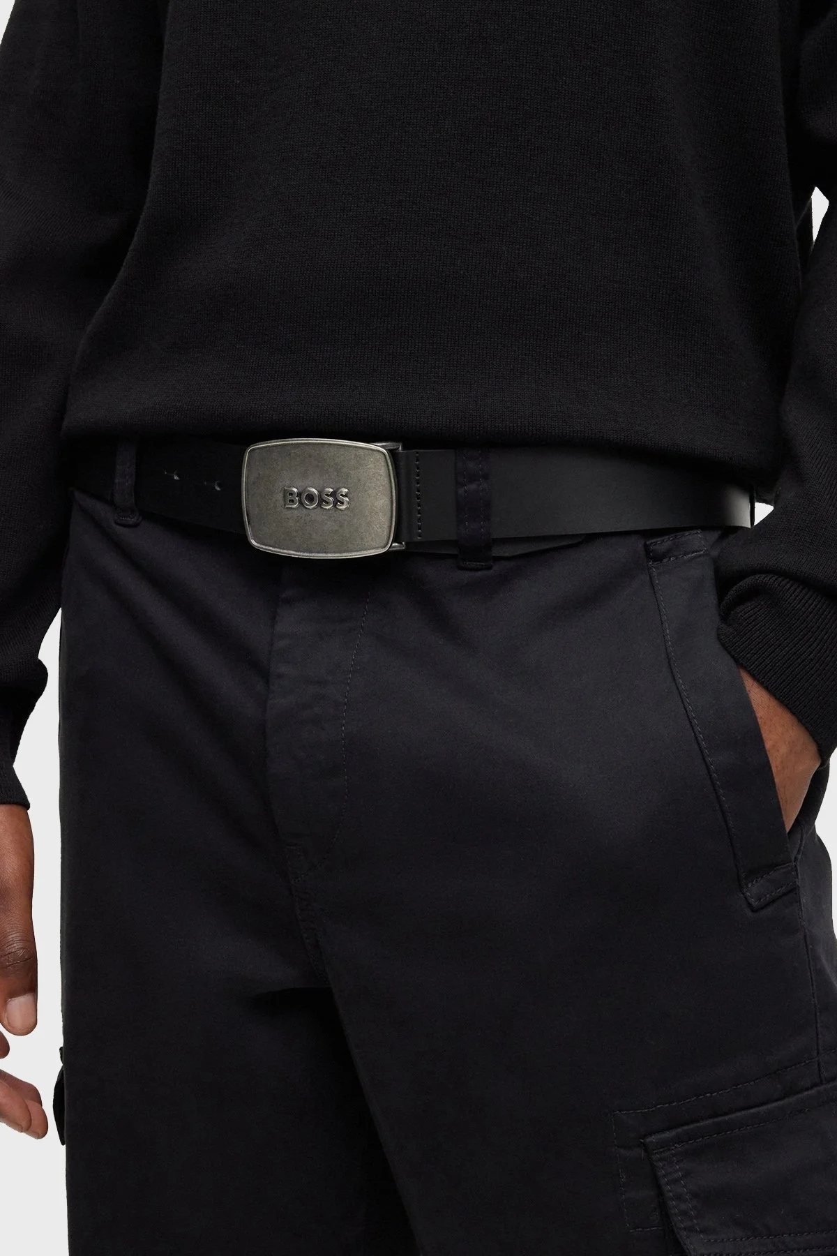 Boss Logolu Hakiki Deri Erkek Kemer 50491888 001 SİYAH - 2
