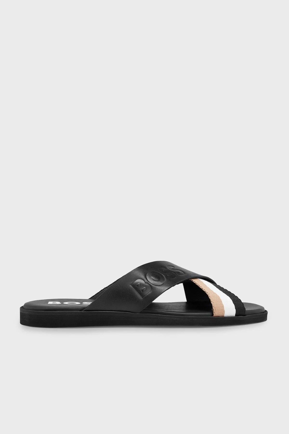 Boss Logolu Hakiki Deri Erkek Terlik 50493017 001 SİYAH - 1