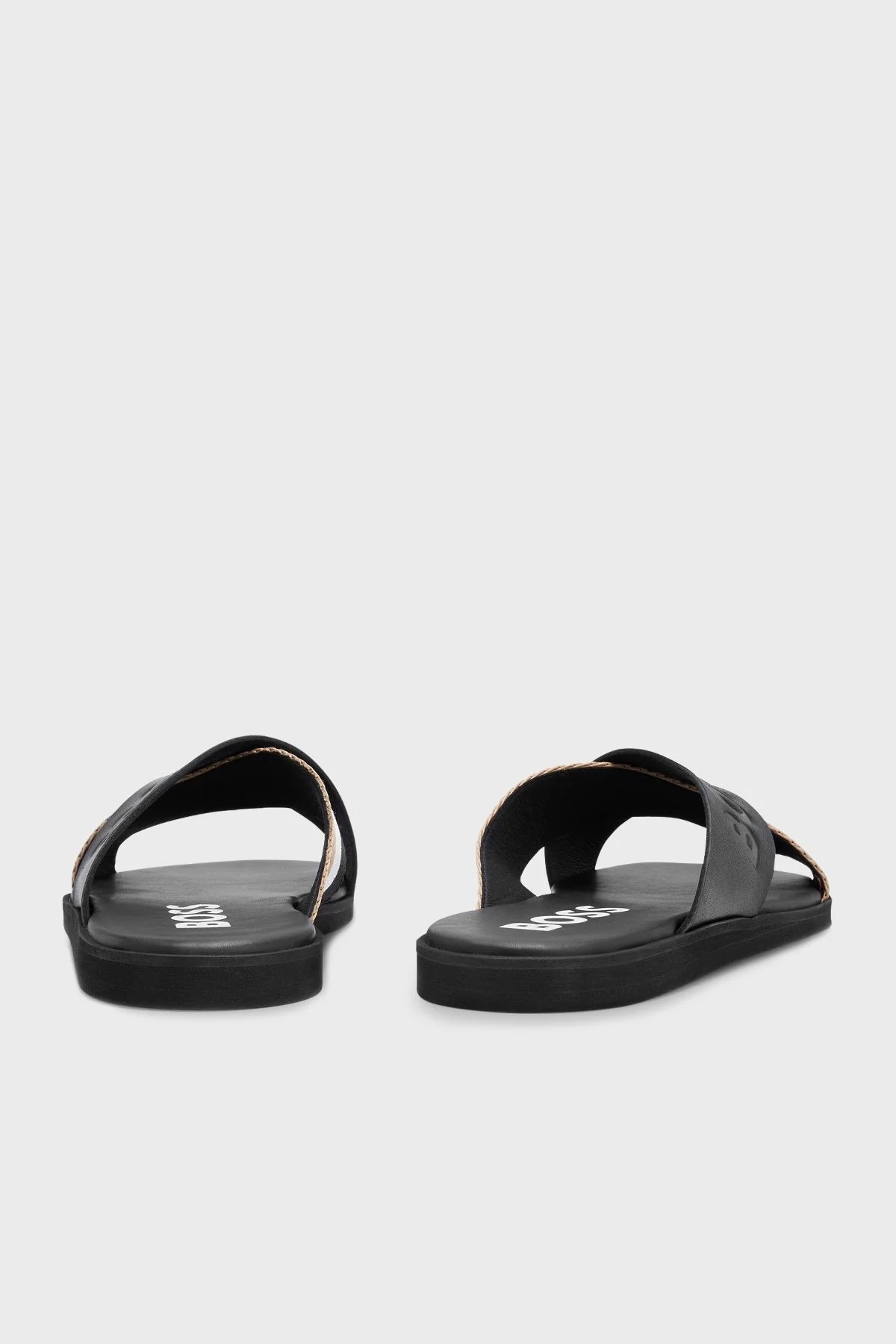 Boss Logolu Hakiki Deri Erkek Terlik 50493017 001 SİYAH - 4