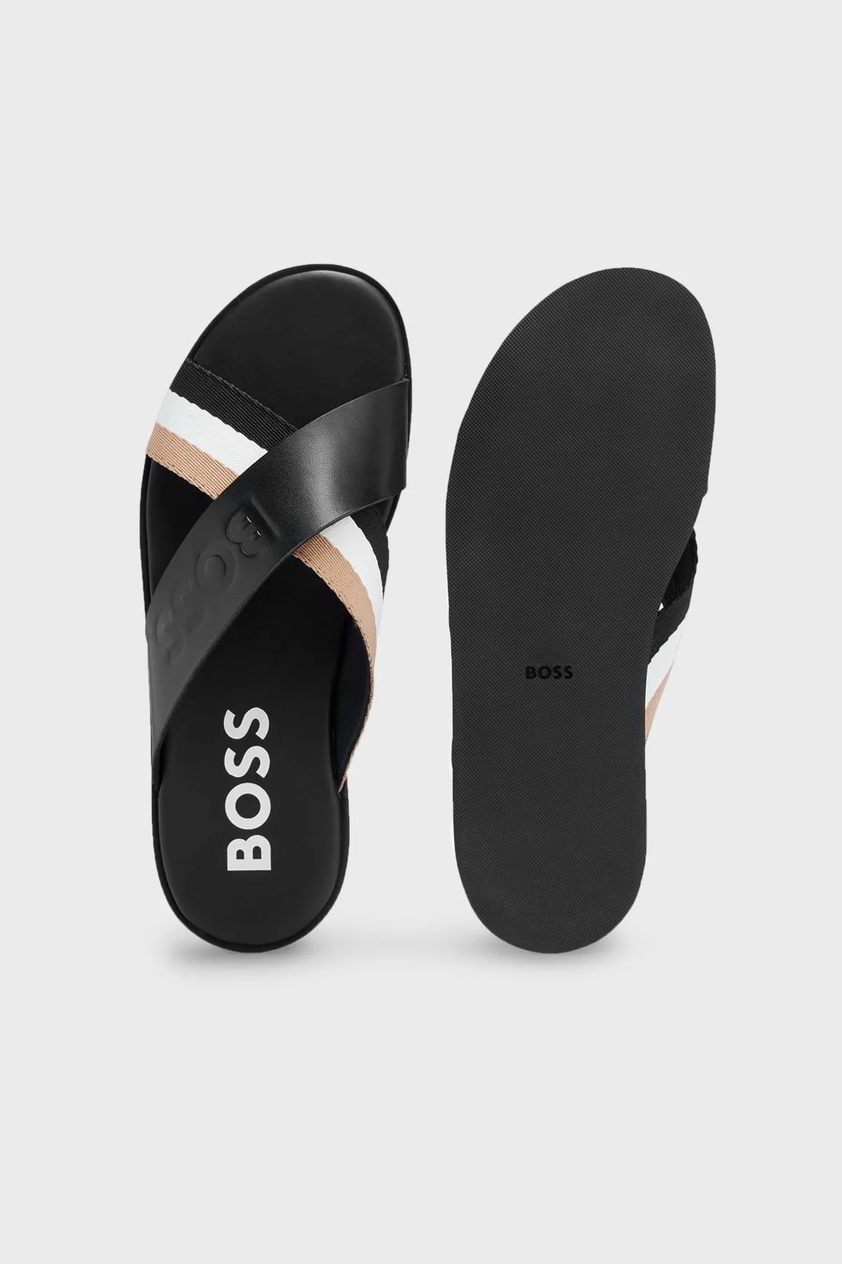 Boss Logolu Hakiki Deri Erkek Terlik 50493017 001 SİYAH - 5