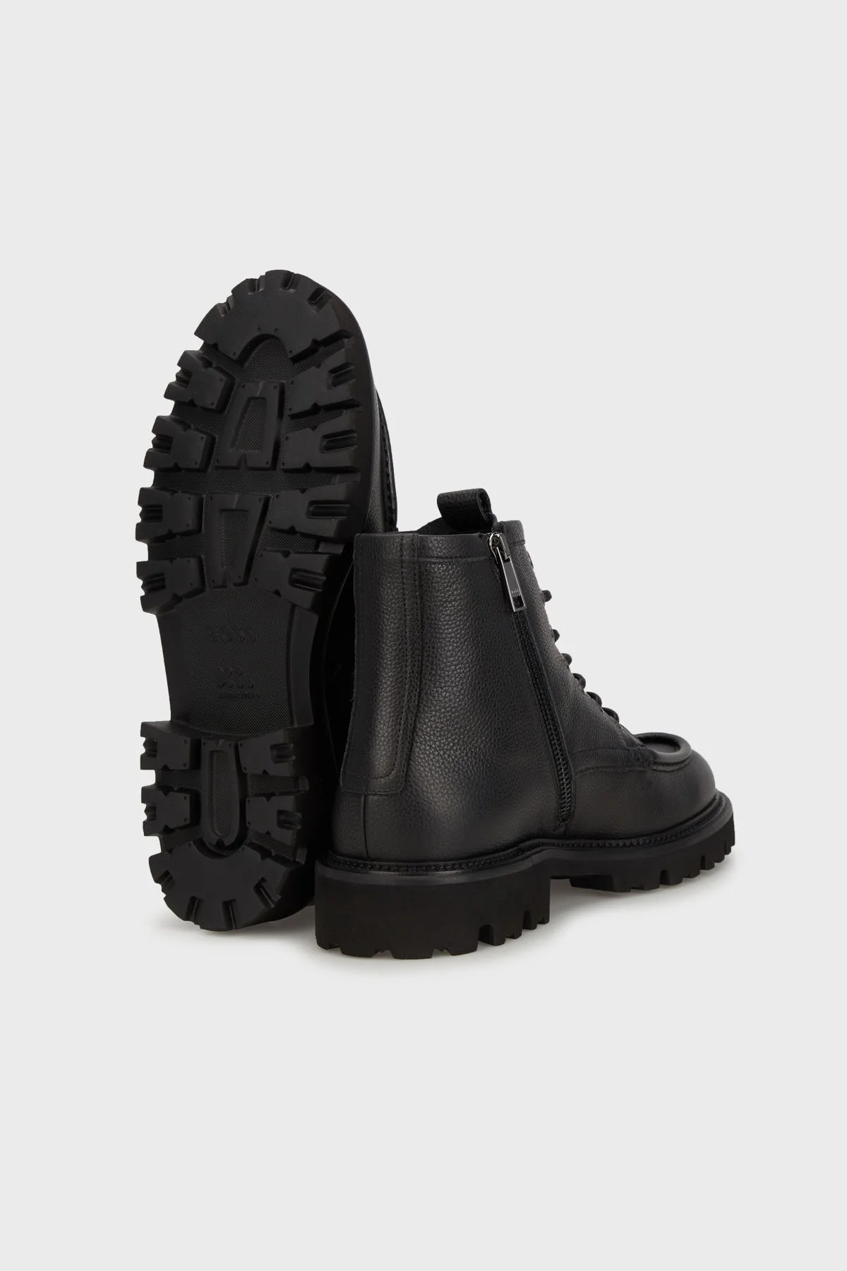Boss Logolu Hakiki Deri Fermuarlı Erkek Bot 50529273 001 SİYAH - 8