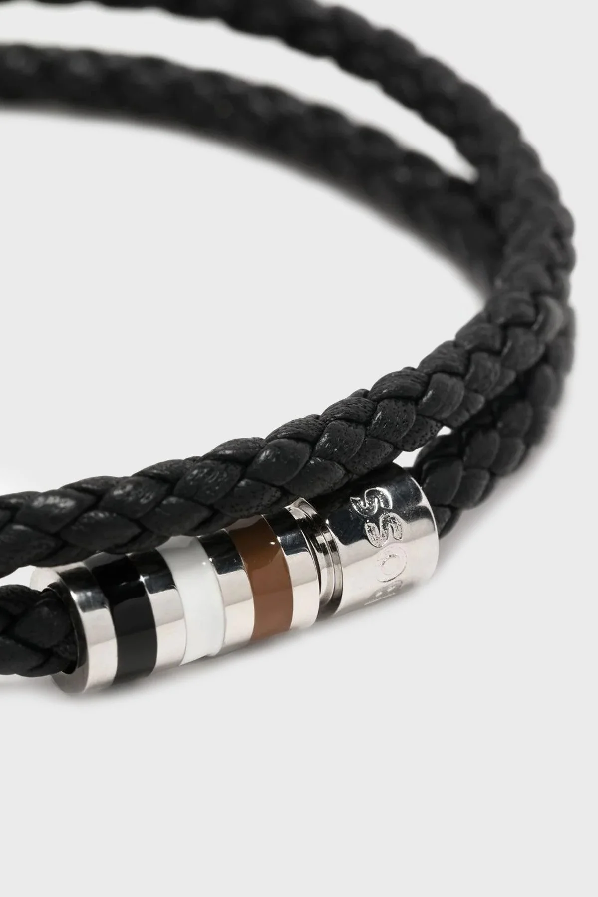 Boss Logolu Hakiki Deri Örgü Erkek Bileklik 50491951 001 SİYAH - 3