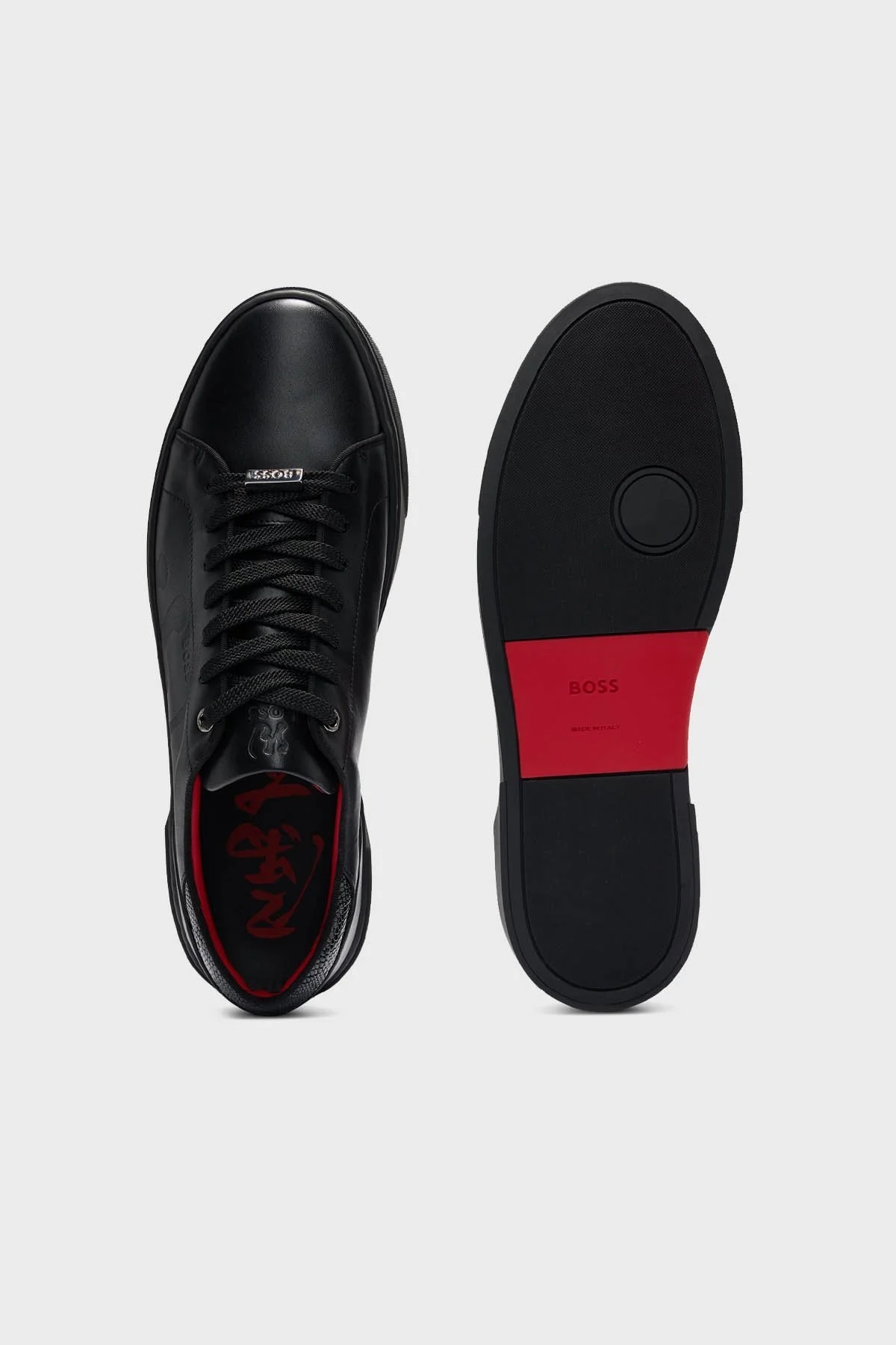 Boss Logolu Hakiki Deri Sneaker Erkek Ayakkabı 50510710 001 SİYAH - 4