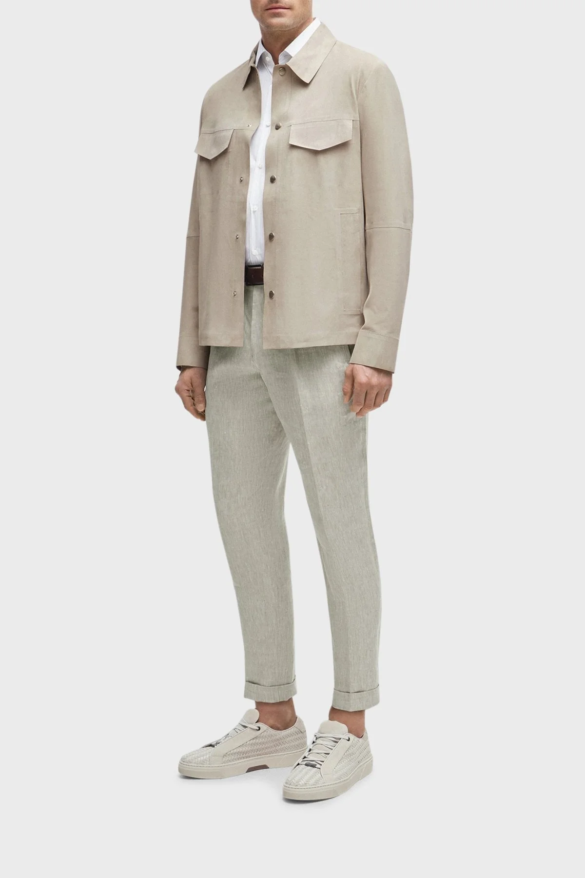 Boss Logolu Hakiki Deri Sneaker Erkek Ayakkabı 50514547 110 BEJ - 7