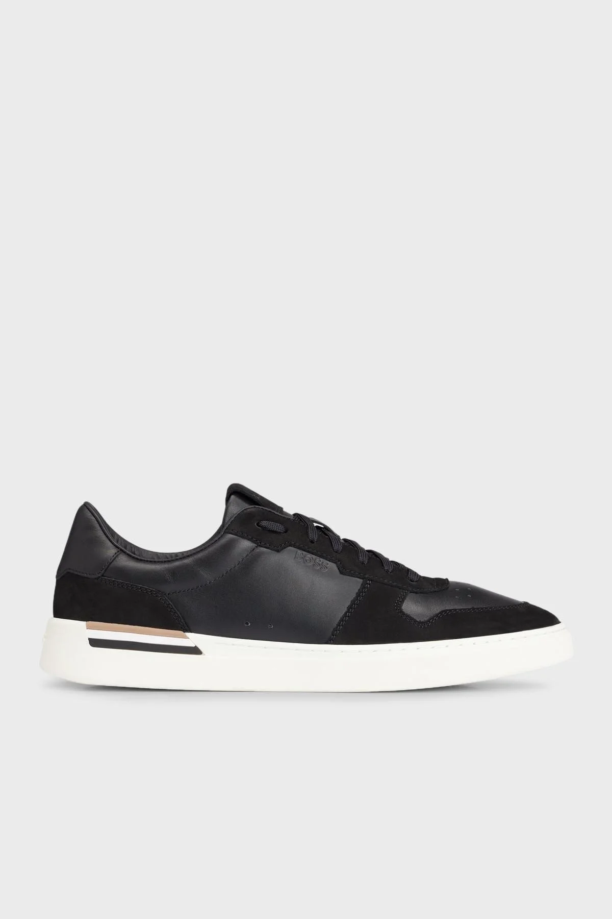 Boss Logolu Hakiki Deri Sneaker Erkek Ayakkabı 50517303 001 SİYAH - 1