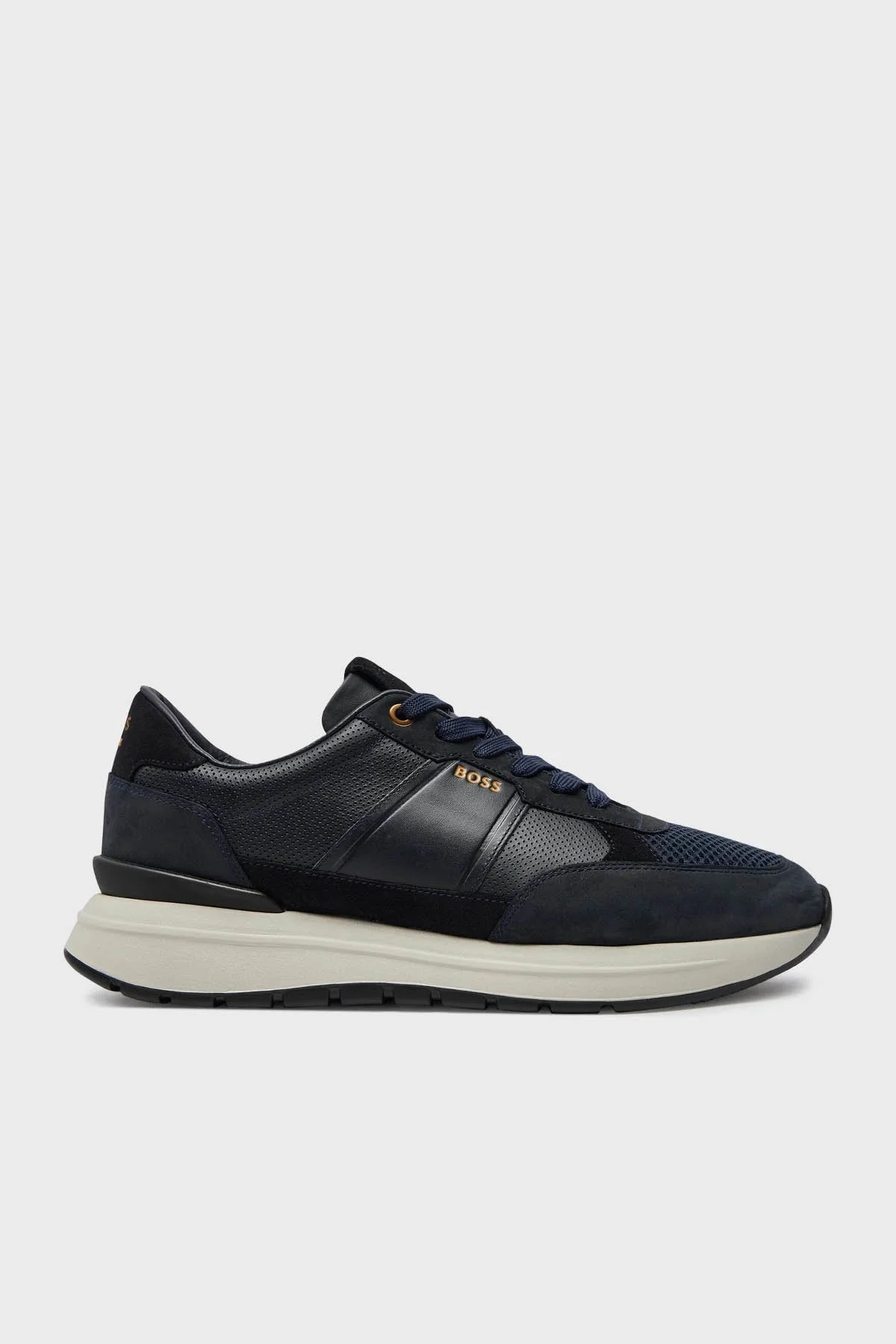 Boss Logolu Hakiki Deri Sneaker Erkek Ayakkabı 50517307 401 LACİVERT - 1
