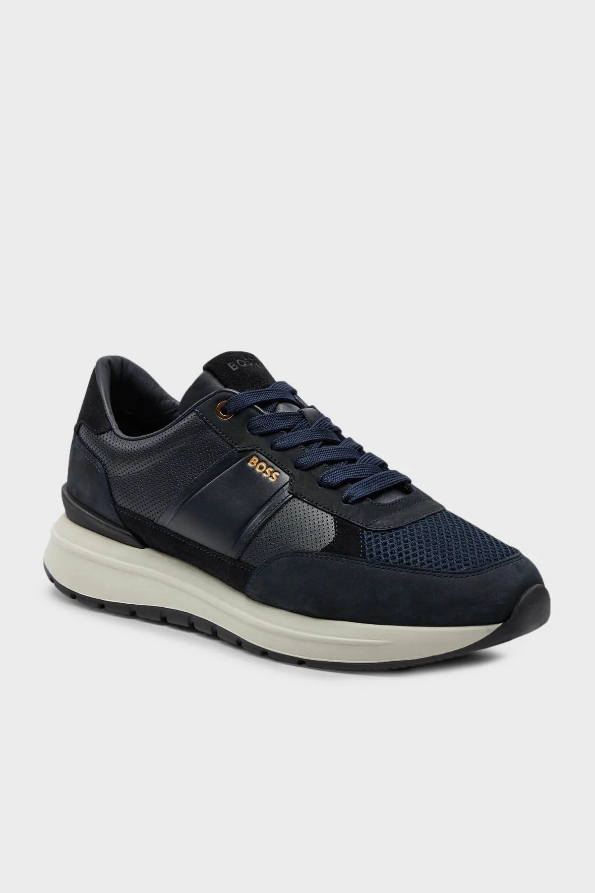 Boss Logolu Hakiki Deri Sneaker Erkek Ayakkabı 50517307 401 LACİVERT - 3