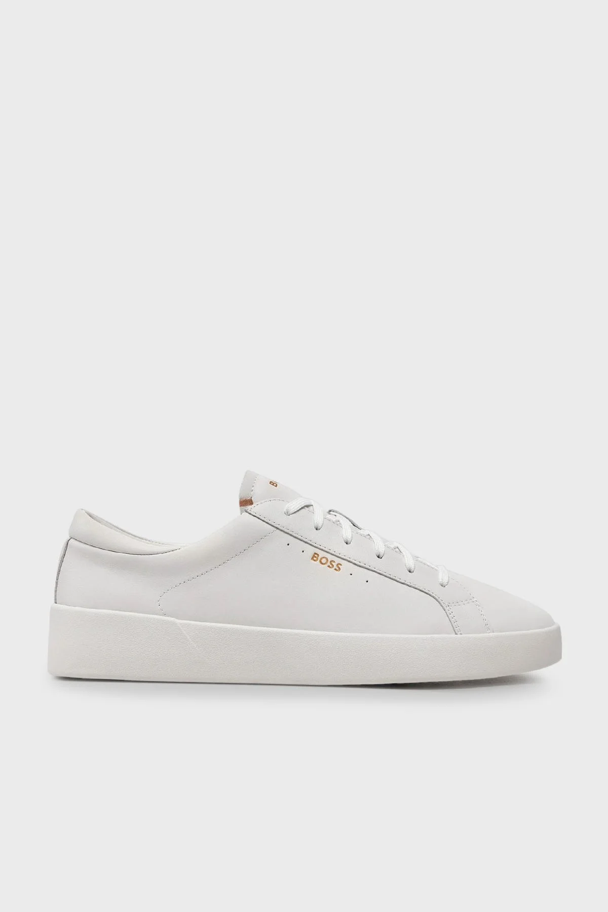 Boss Logolu Hakiki Deri Sneaker Erkek Ayakkabı 50522865 100 BEYAZ - 1