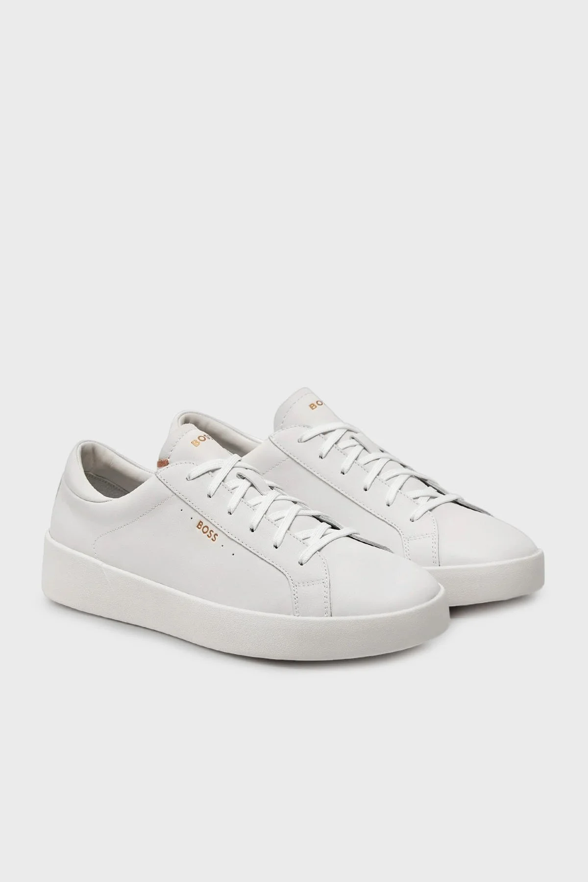 Boss Logolu Hakiki Deri Sneaker Erkek Ayakkabı 50522865 100 BEYAZ - 2
