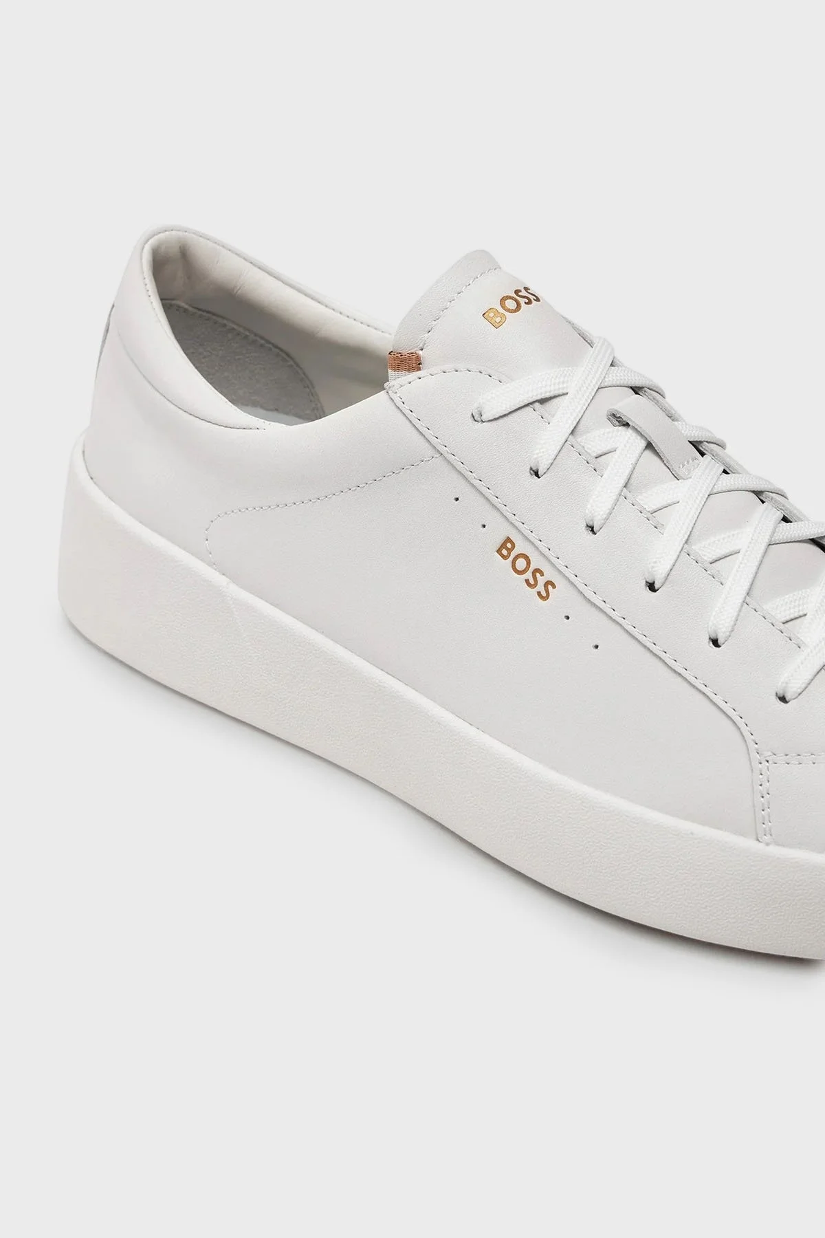 Boss Logolu Hakiki Deri Sneaker Erkek Ayakkabı 50522865 100 BEYAZ - 4