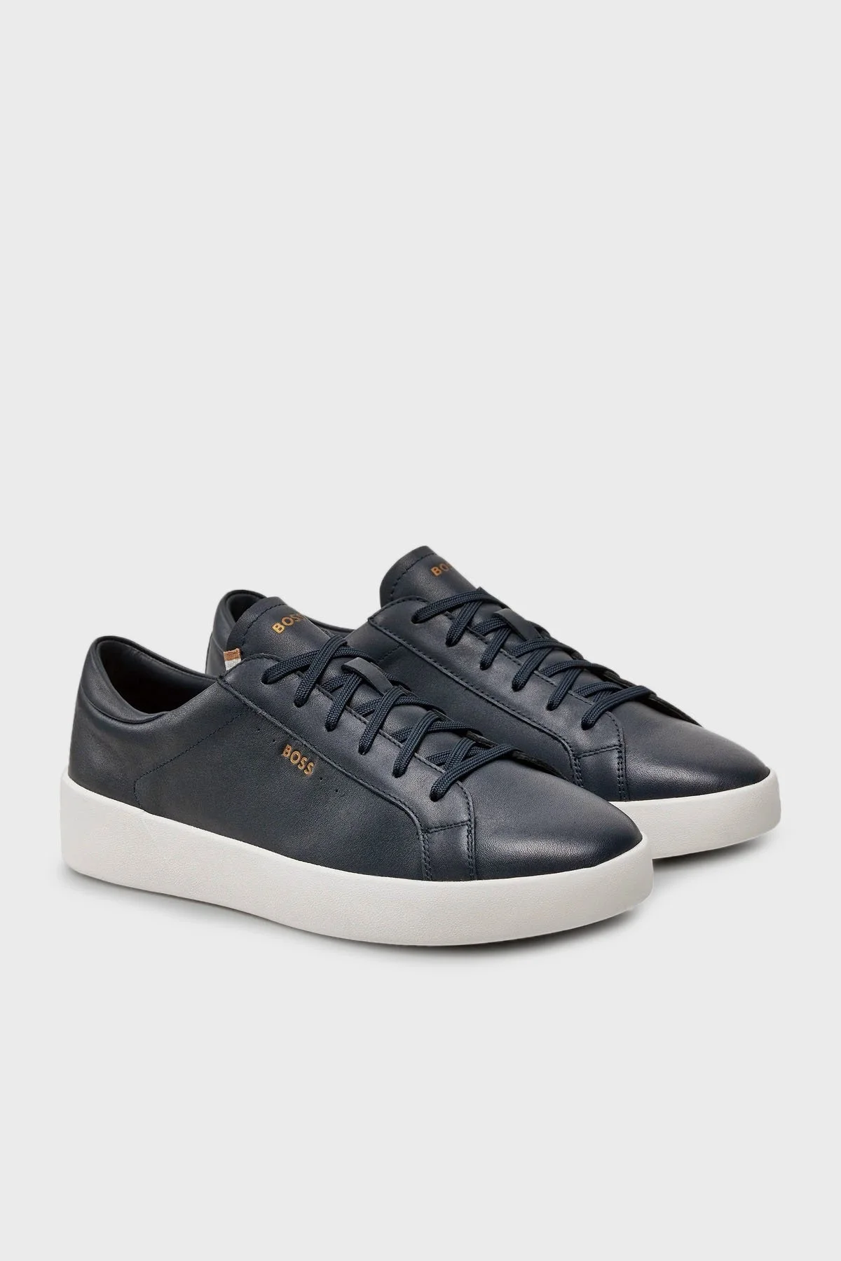 Boss Logolu Hakiki Deri Sneaker Erkek Ayakkabı 50522865 401 LACİVERT - 2